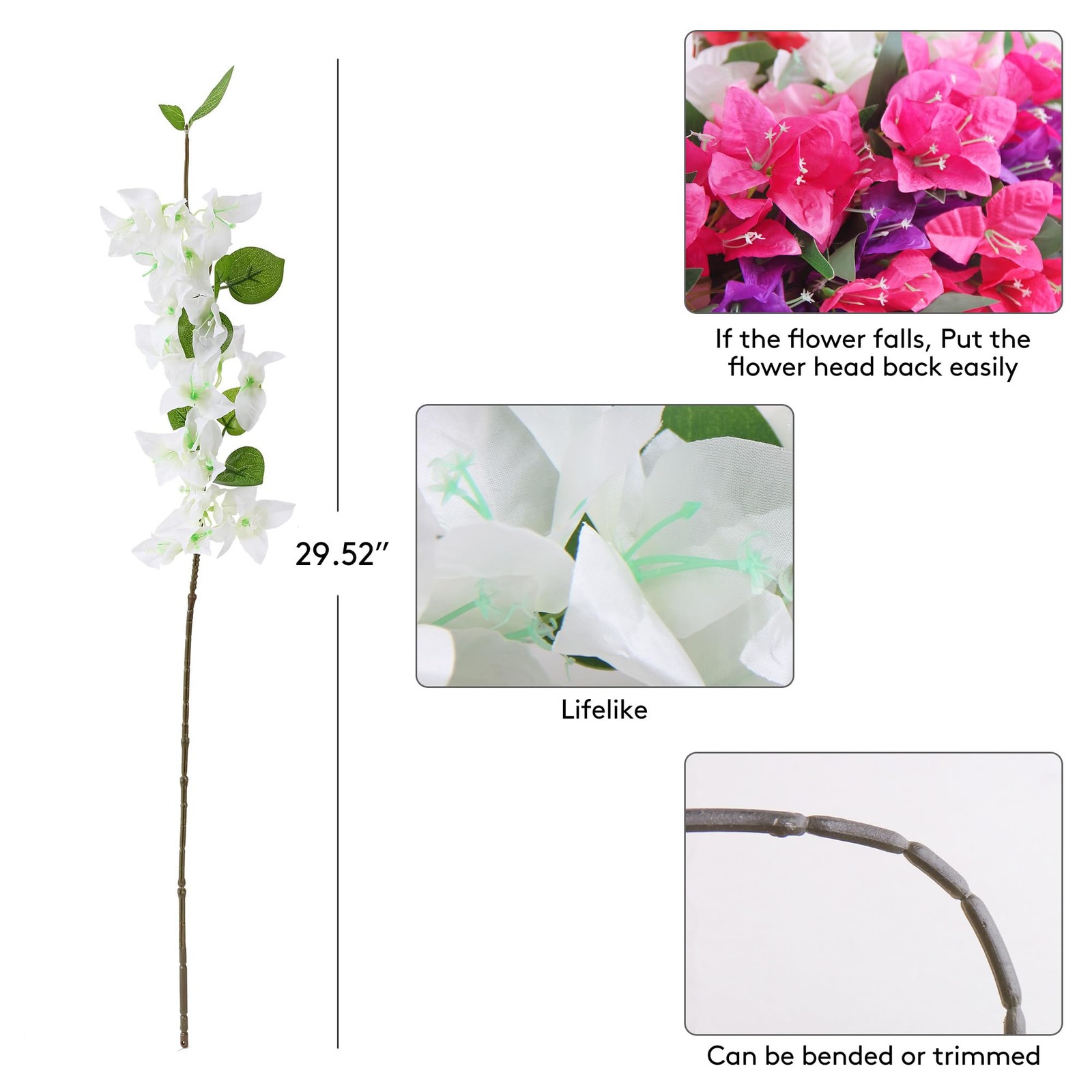 Artificial Flowers for Outdoors 10 Pcs Bougainvillea Plant Realistic Silk Fak…