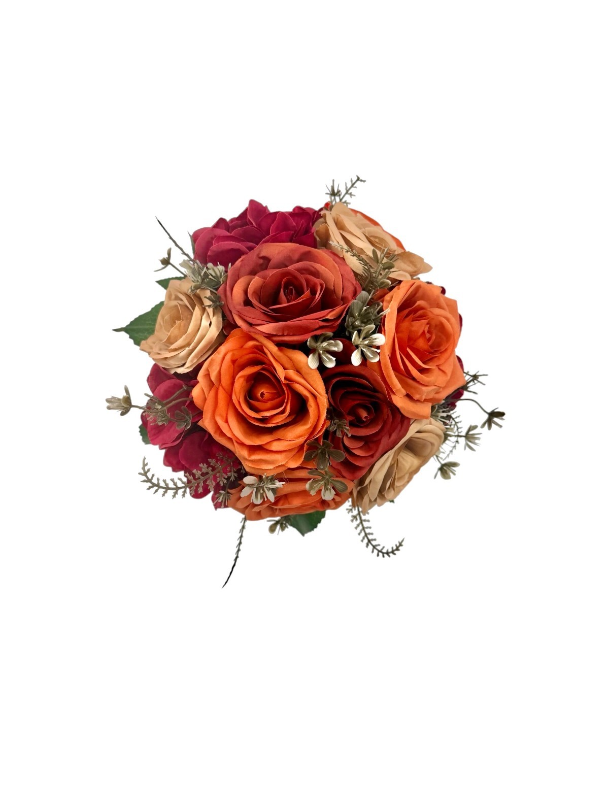 Terracotta Silk Bridal Bouquet, Burnt Orange Burgundy Bohon Wedding Flowers