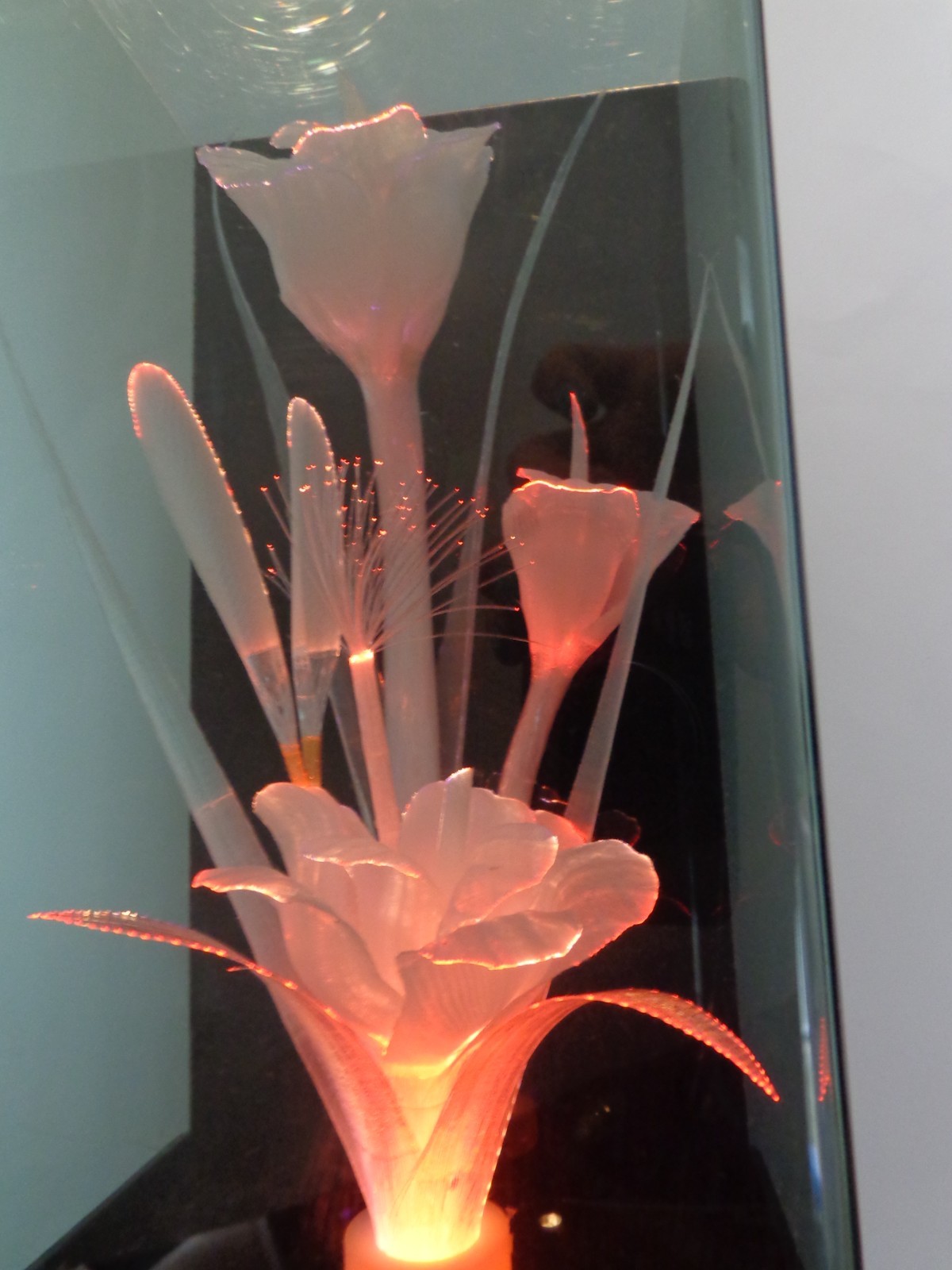 Fiber Optic Musical Encased Flower Box Color Changing 80s 90s VTG Retro Decor