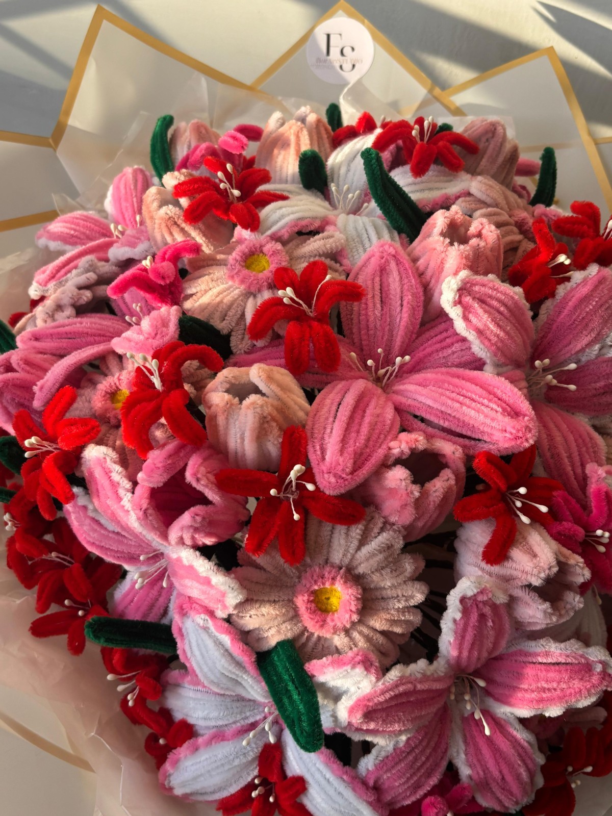 HANDMADE LILY TULIP PIPE CLEANER FLOWERS BOUQET