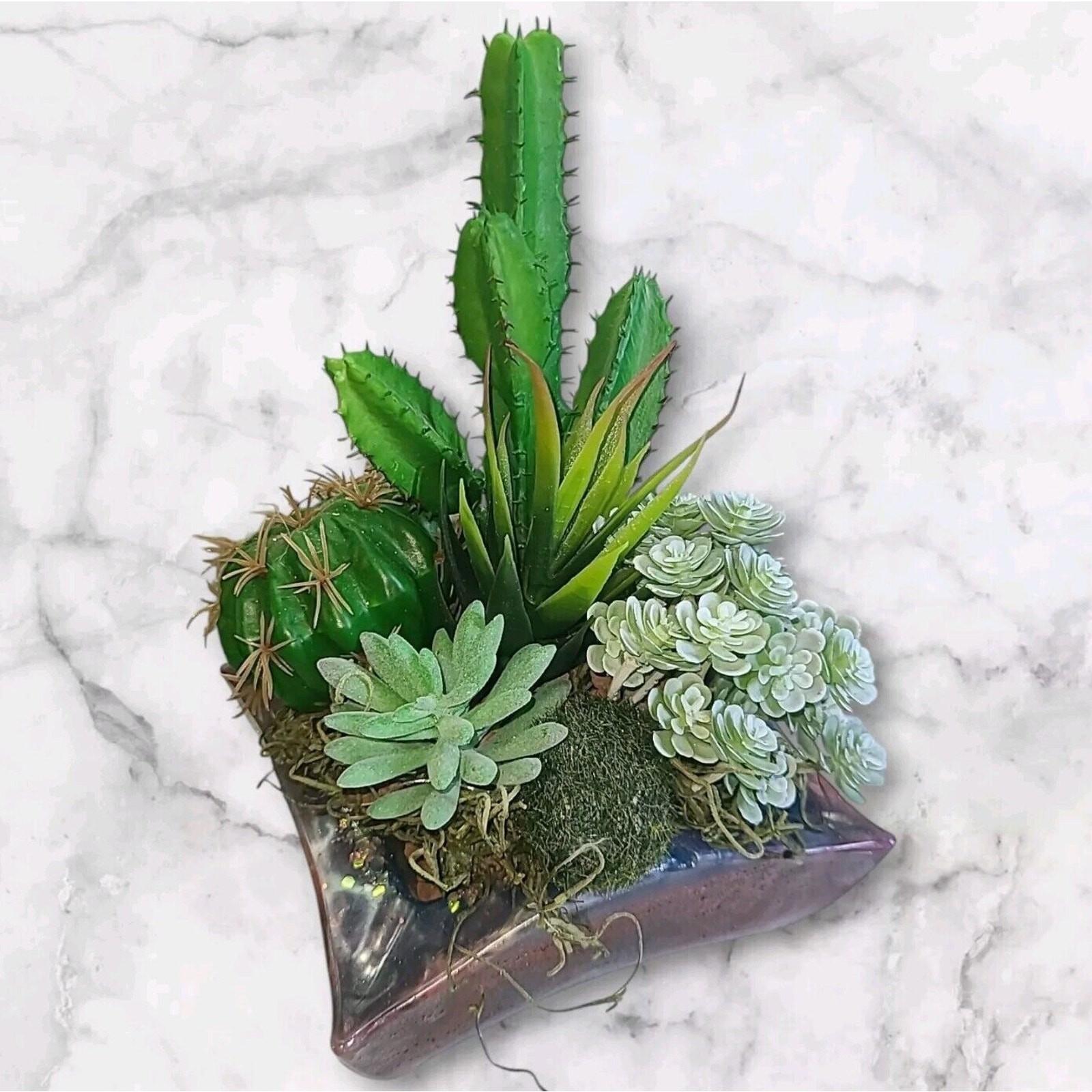 Small Artificial Succulent Flower Arrangement Centerpiece Plant 6″x6″x9″Tall