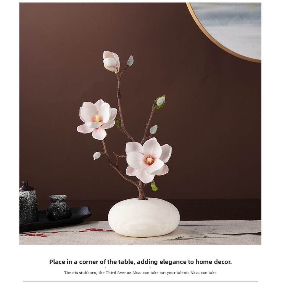 Realistic Looking Magnolia Fake Flowers 51cm Length with Soft Touch EVA Petals