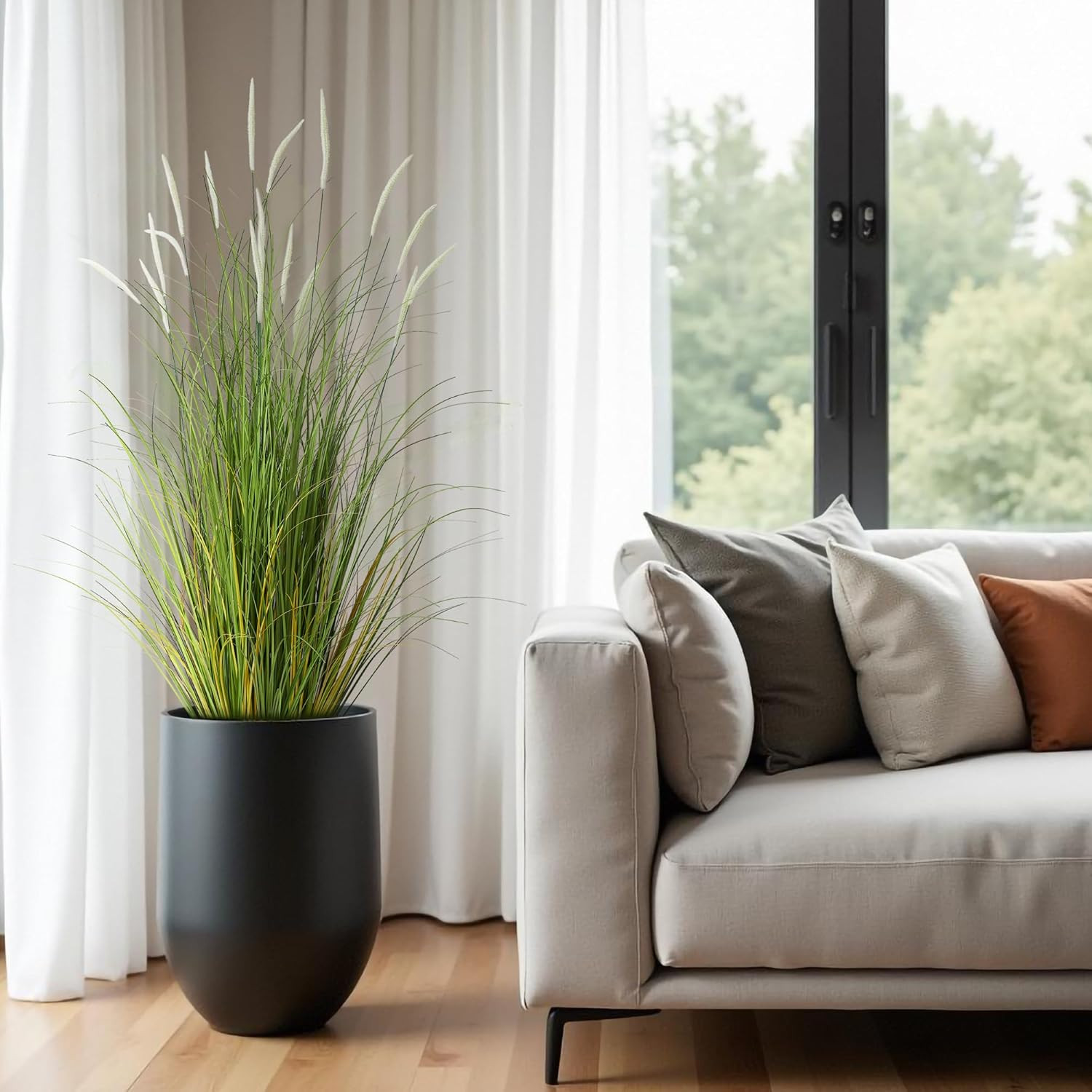 4Ft 2-Pack Artificial Cattail Reed Grass, 47.2’’ Artificial Indoor Outdoor Fake
