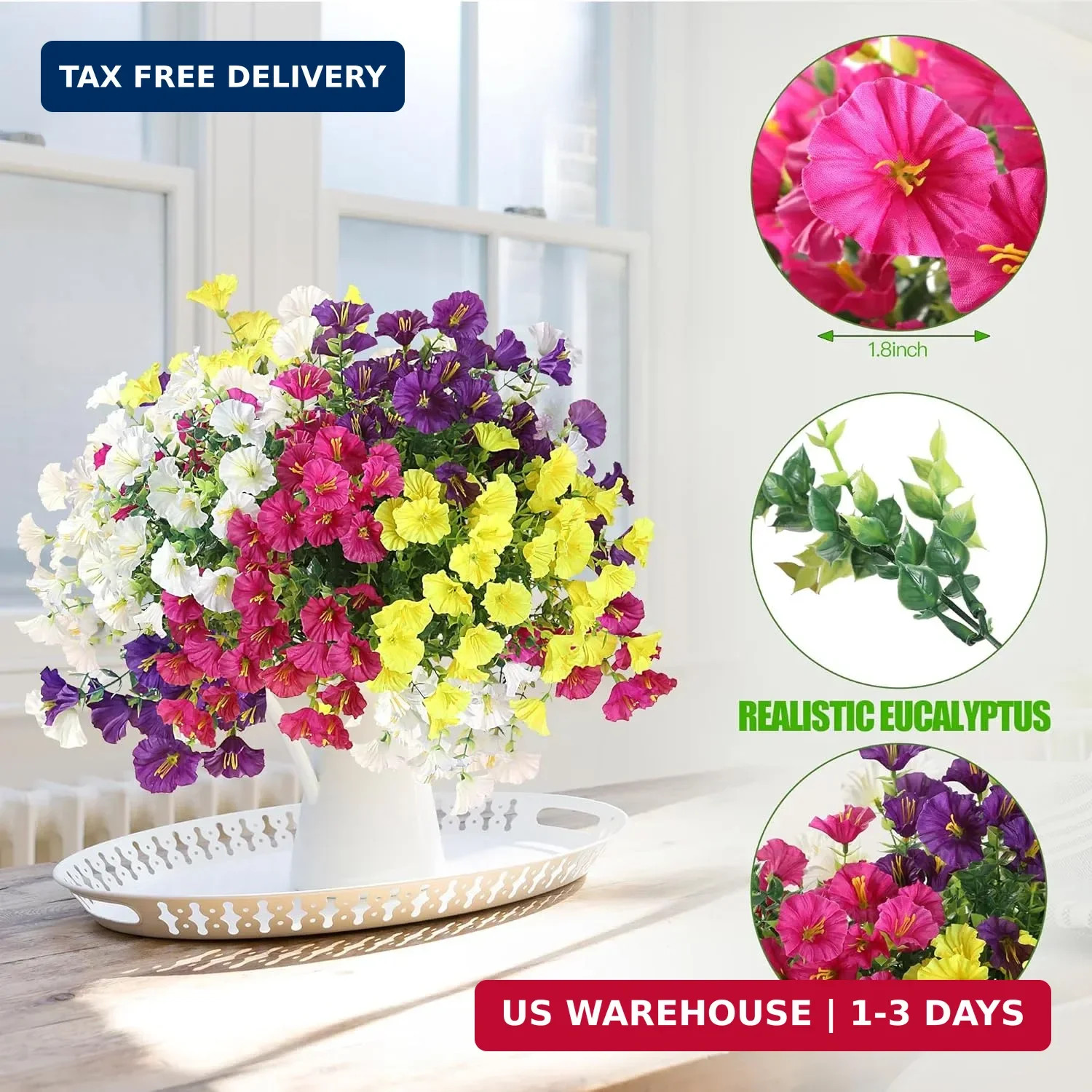 Artificial Flowers for Outdoors 12 Bundles Realistic Faux Plants UV Resistant Fa