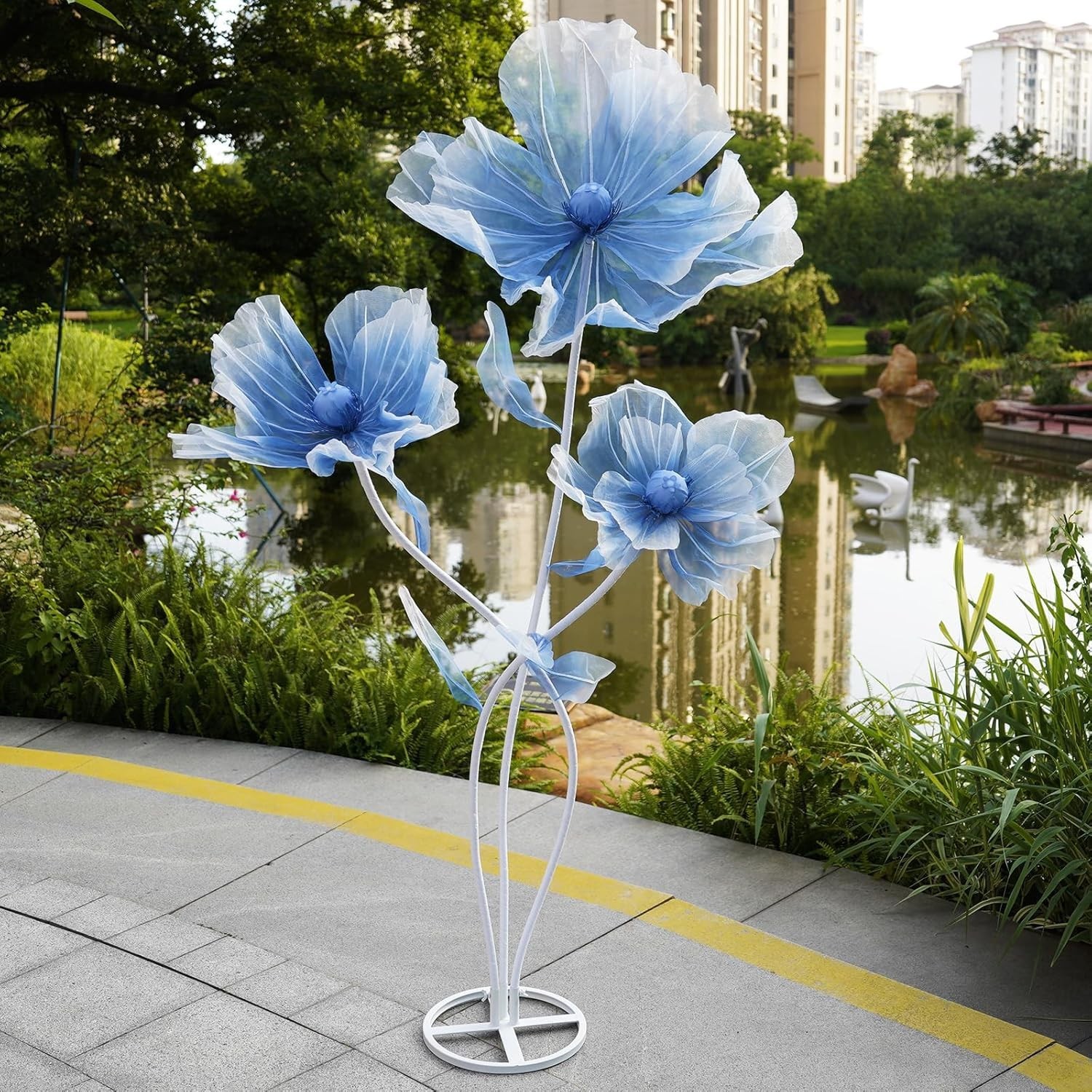 Giant Flowers Decoration W/ Stand,Floor Standing Oversized Large Organza Flowers