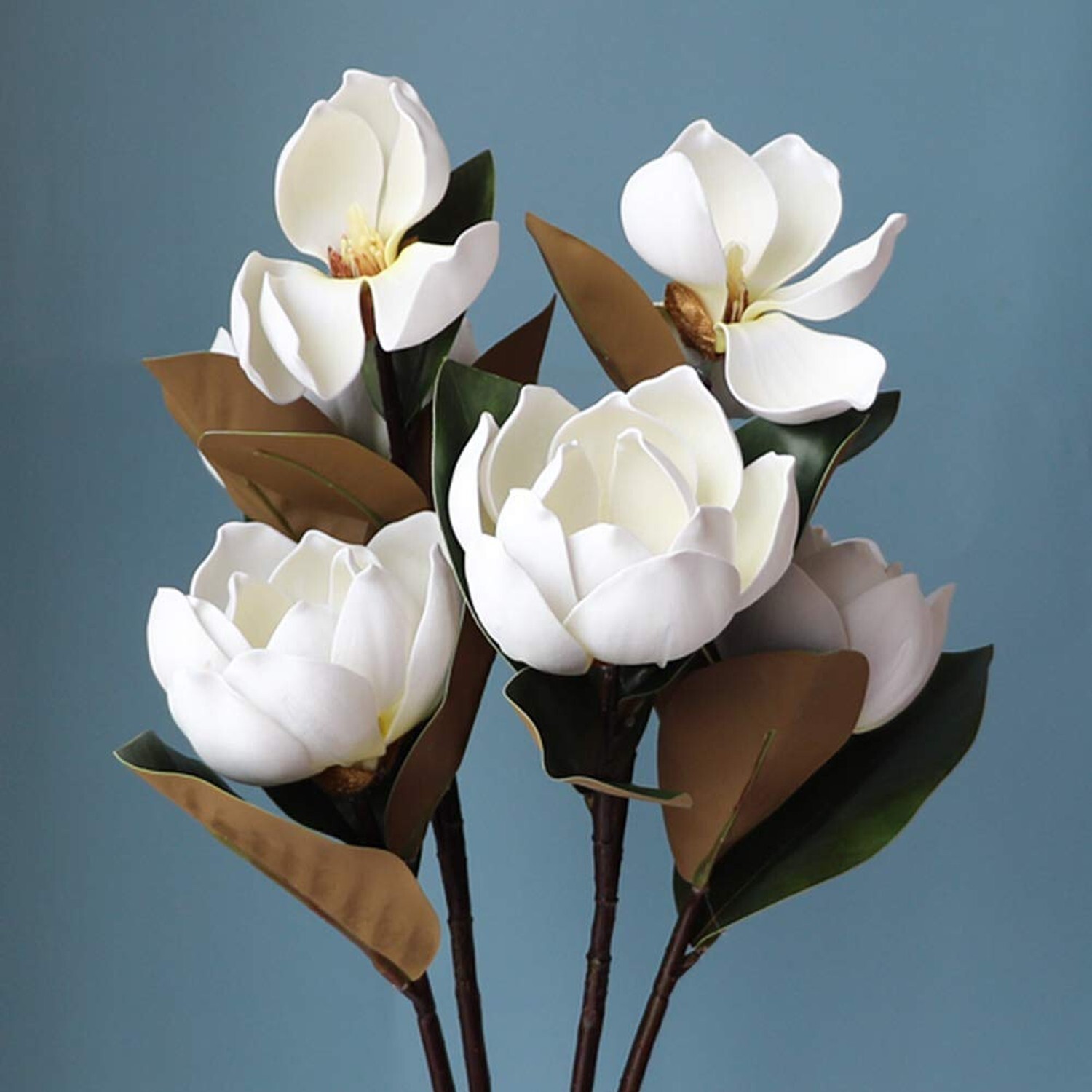 LIUCOGXI Vintage Artificial Magnolia Flower White 6 Heads,Long Stem Magnolia …