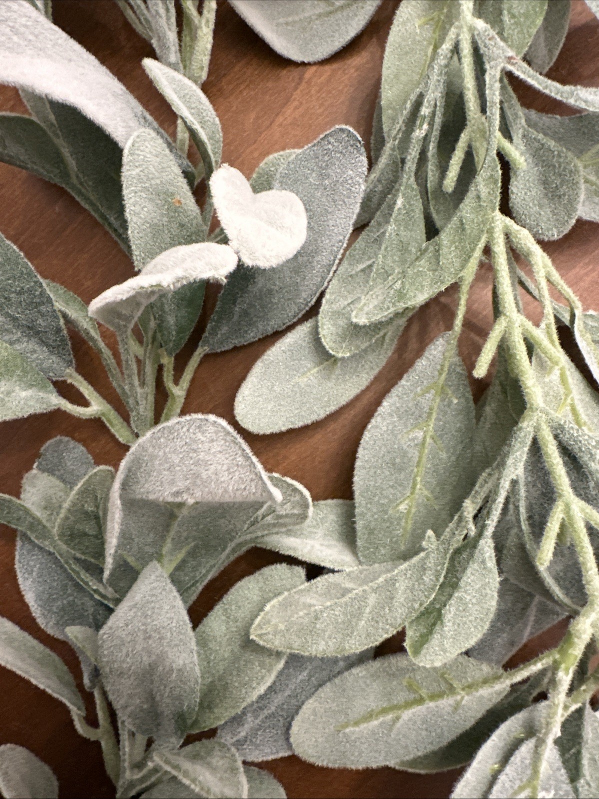 2pc Faux Garland 6ft Artificial Gray Green Velvet Leaves Farmhouse Garden Decor