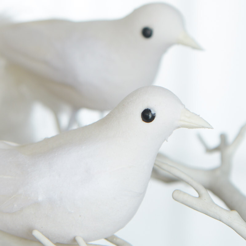 Pack of 6 White Feathered Long Tail 11″ Artificial Birds
