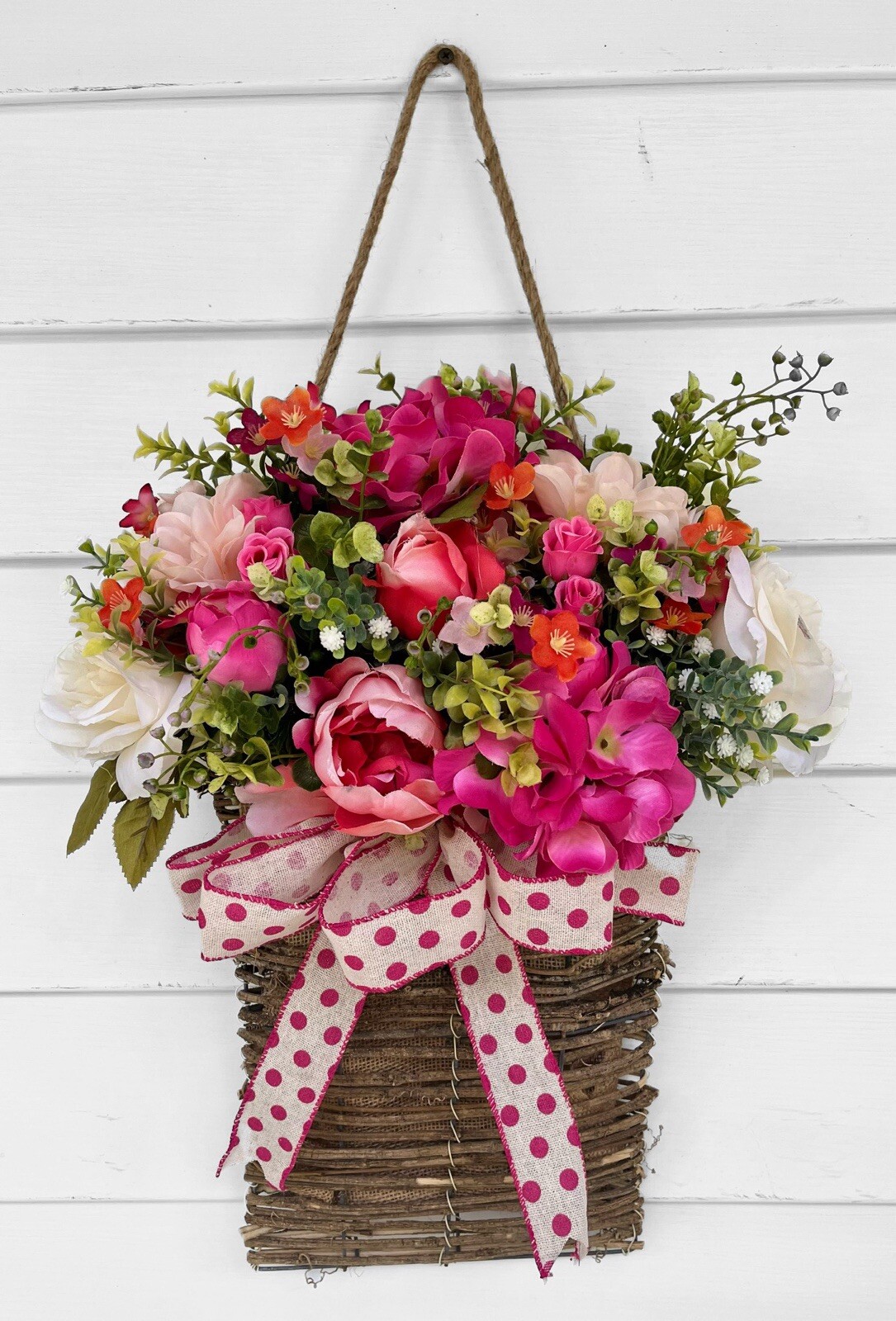 Floral Wall Basket, Flower Wall Basket, Front Door Hanger, Door Decoration