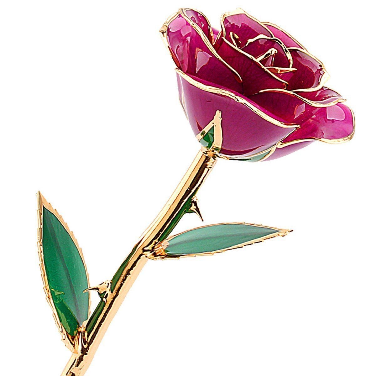 LovFaith Valentines Day Real Rose Dipped 24K Gold with Crystal Stand