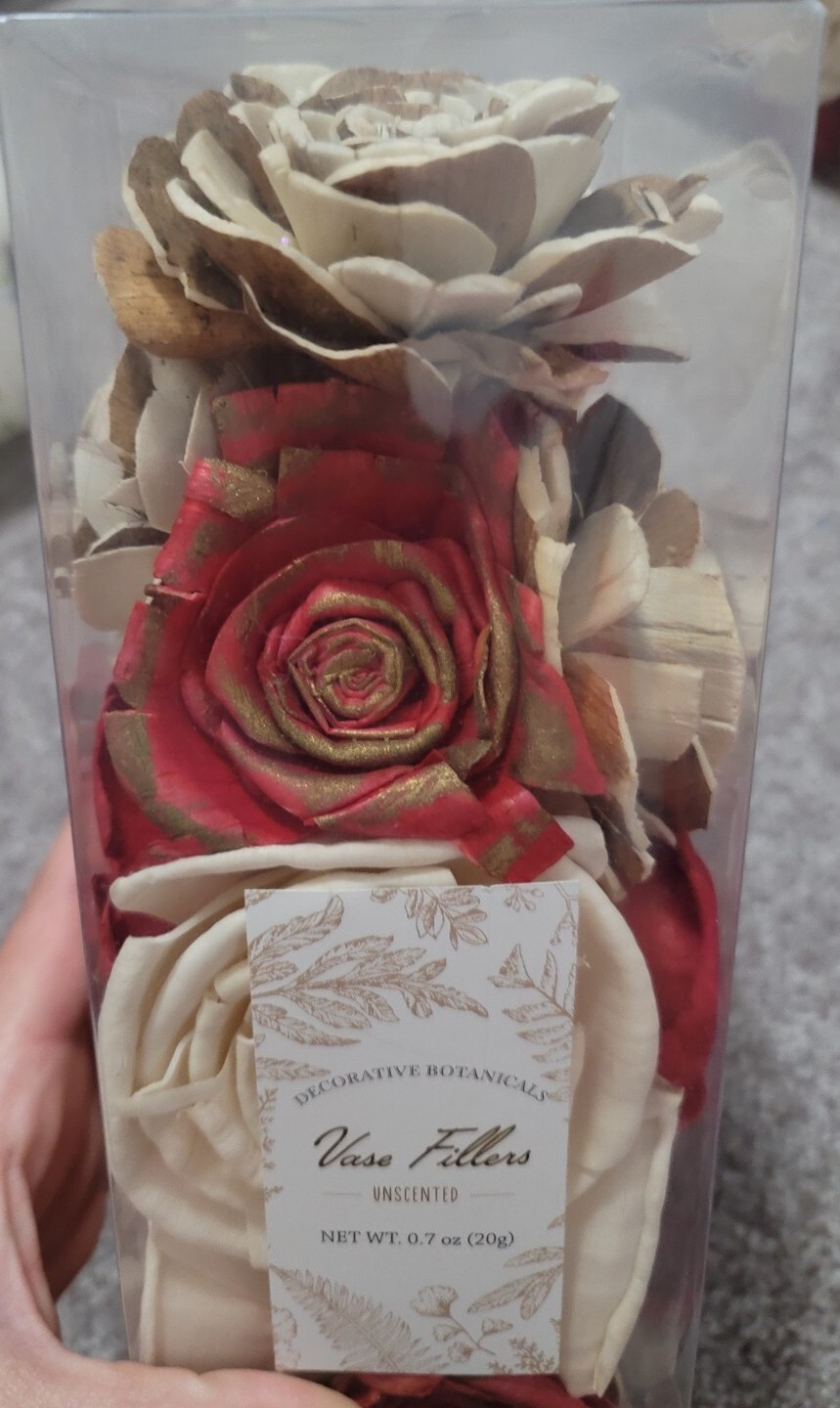 DECORATIVE BOTANICALS UNSCENTED FLORAL RED & IVORY FLOWERS VASE FILLERS NEW