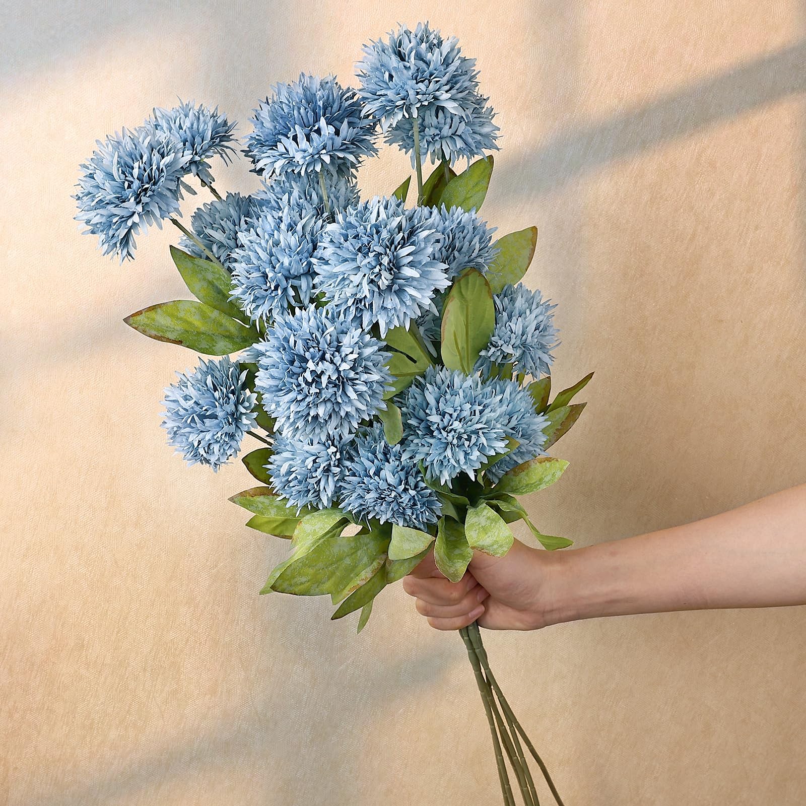 27 PCS Dusty Blue Silk Pompon Mums Artificial Flowers Vase Filler Home Decor