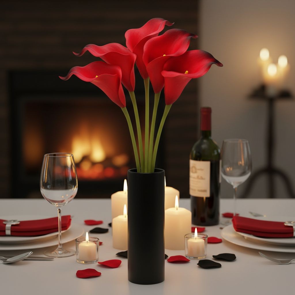Cherry Red Calla Lily Bundle Real Touch Faux Flowers Deep Red Calla Lilies Dark