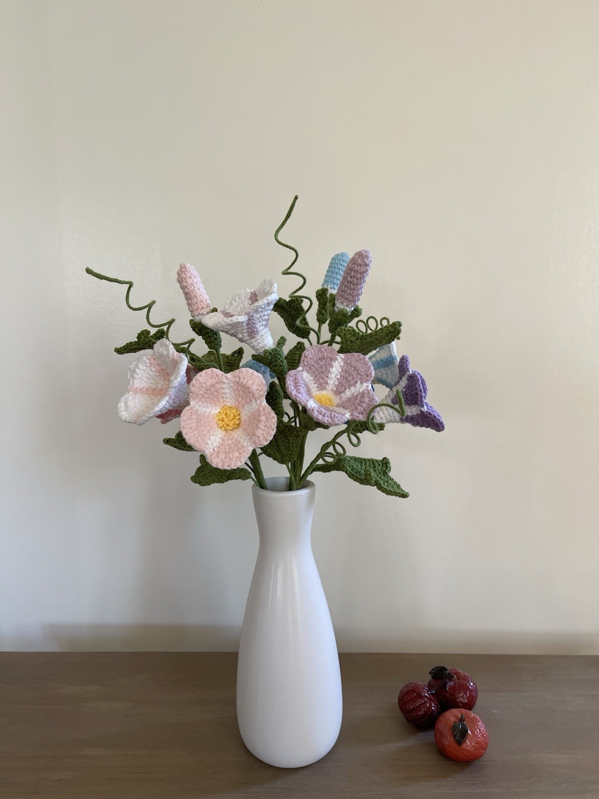 Handmade Crochet Morning Glory Bouquet 16″—Unique Home Décor Gift