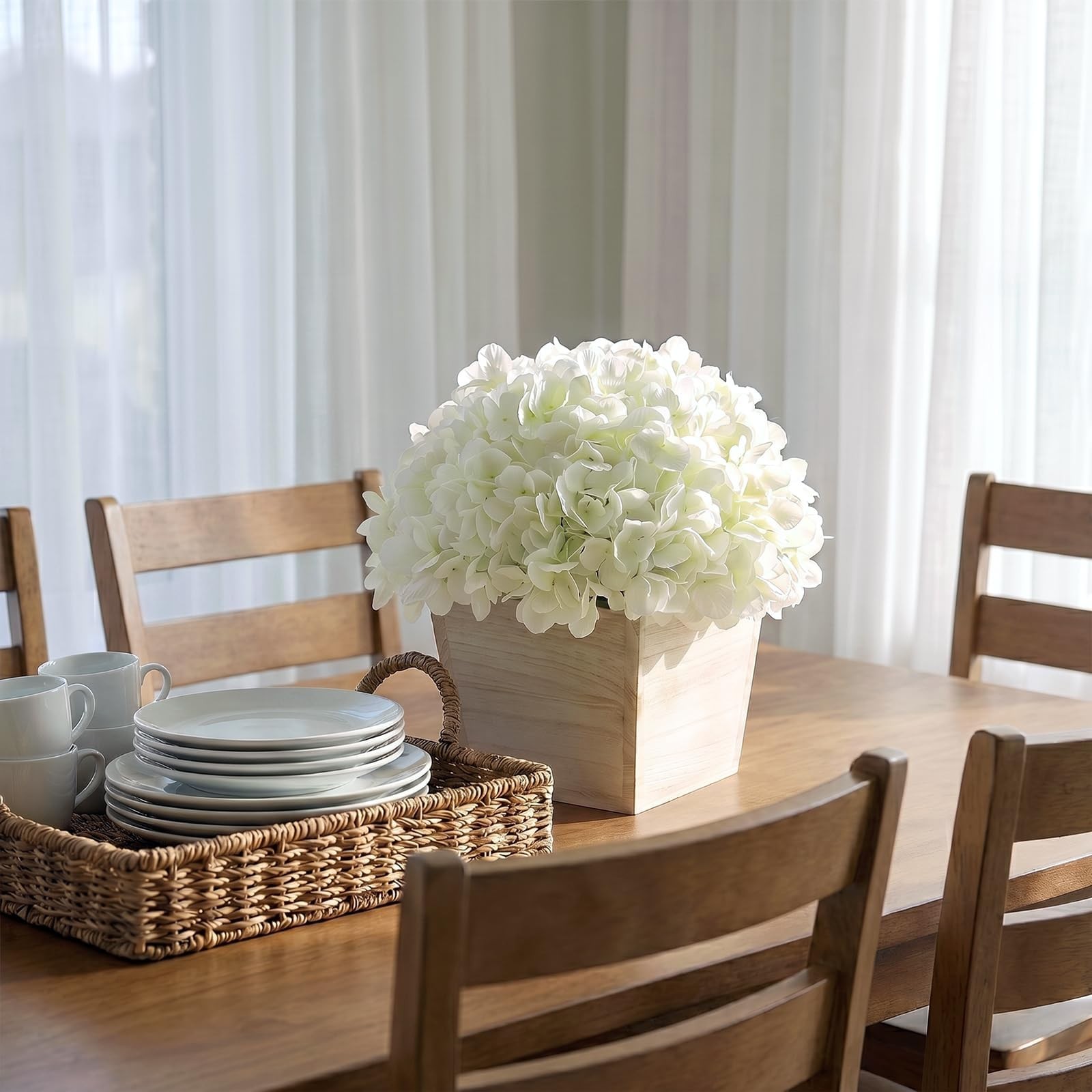10″ Artificial Hydrangea Arrangement in Planter for Table Centerpiece, Lifeli…
