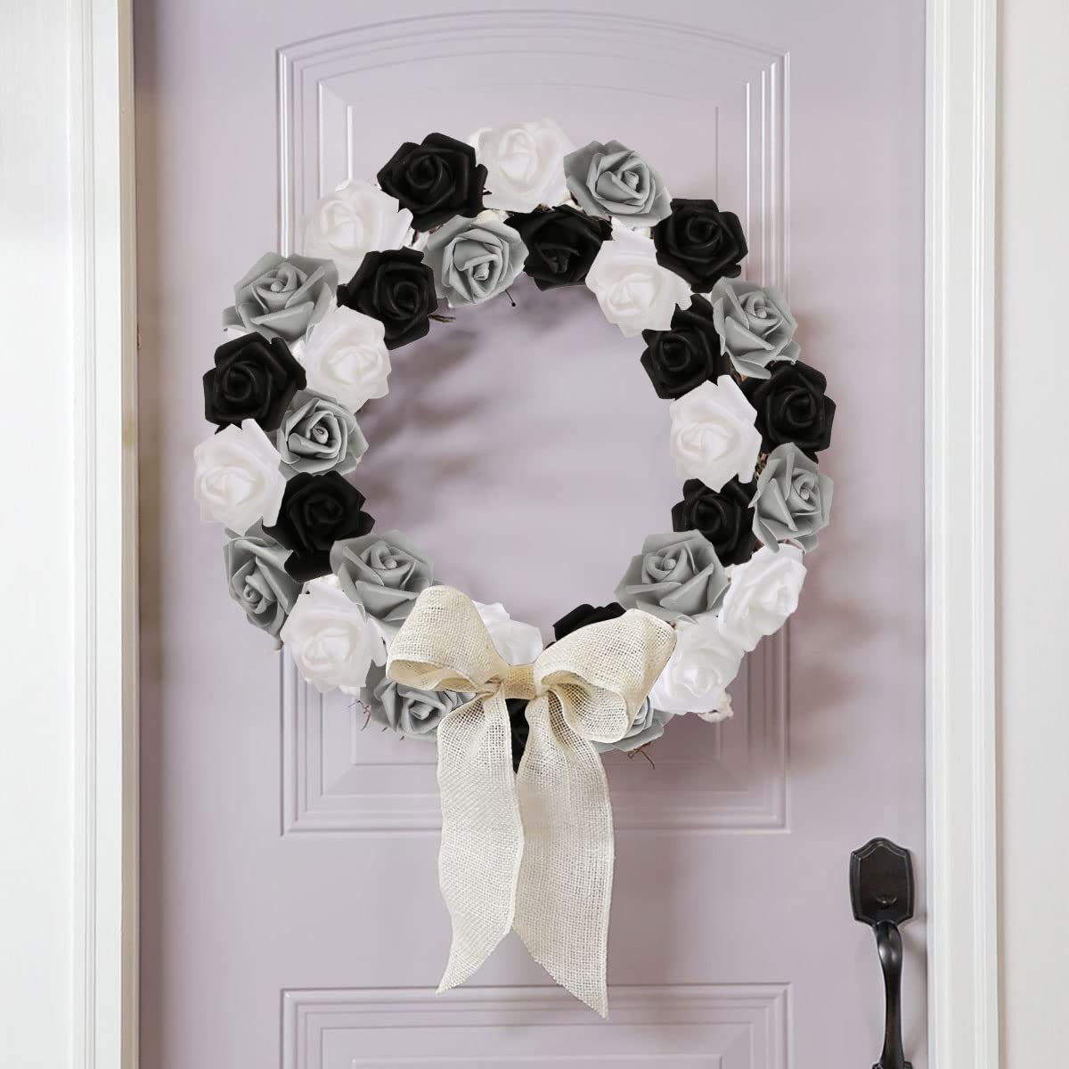 100pcs Black Roses Artificial Flowers,3inch White Foam Fake Rose Heads Stemle…