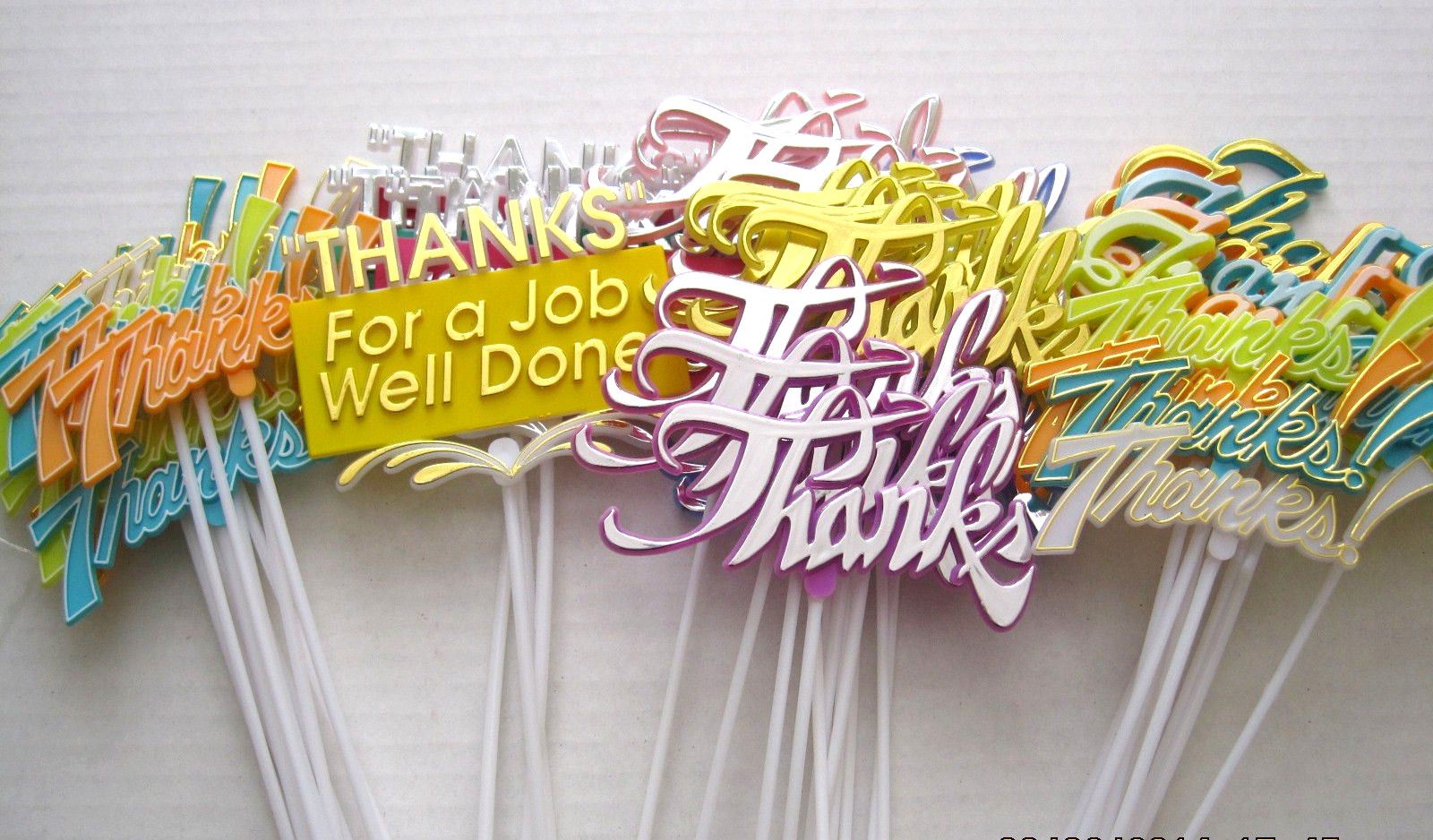 Floral Picks THANKS, THANK YOU, THANKS FOR A JOB WELL DONE, 3, 6 or 12/Pk NEW!