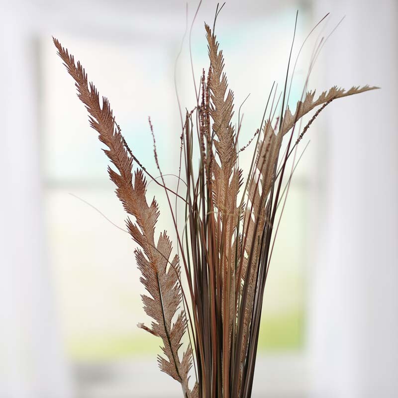 Factory Direct Craft Trio of Artificial Brown Feather Fern and Grass Sprays