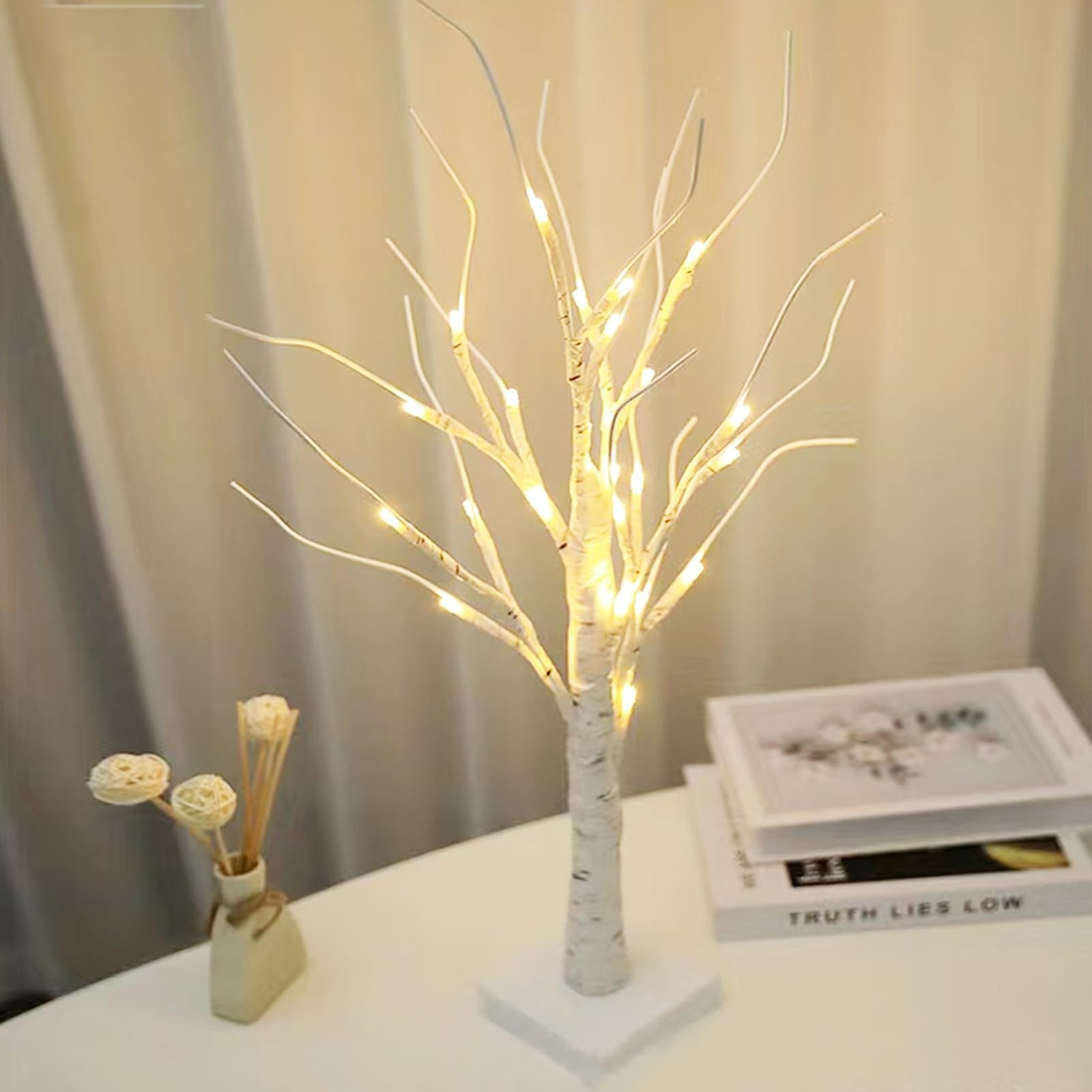 Spring Gift -2FT LED Birch Tree Light – Warm White Artificial Tabletop Tree f…