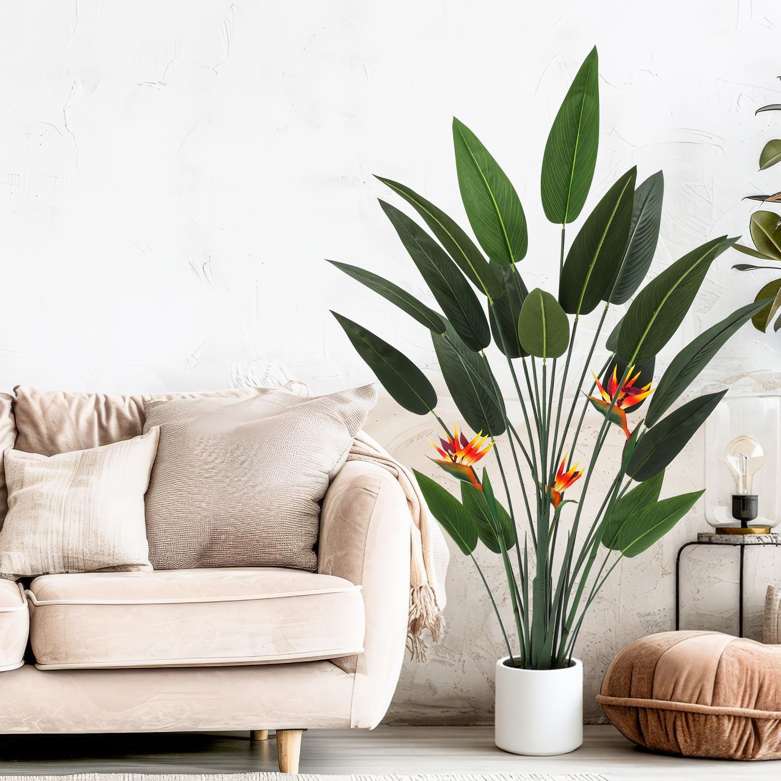 2 Pcs 5 ft Artificial Bird of Paradise Plant Faux Banana Leaf Tree Tall Lifel…