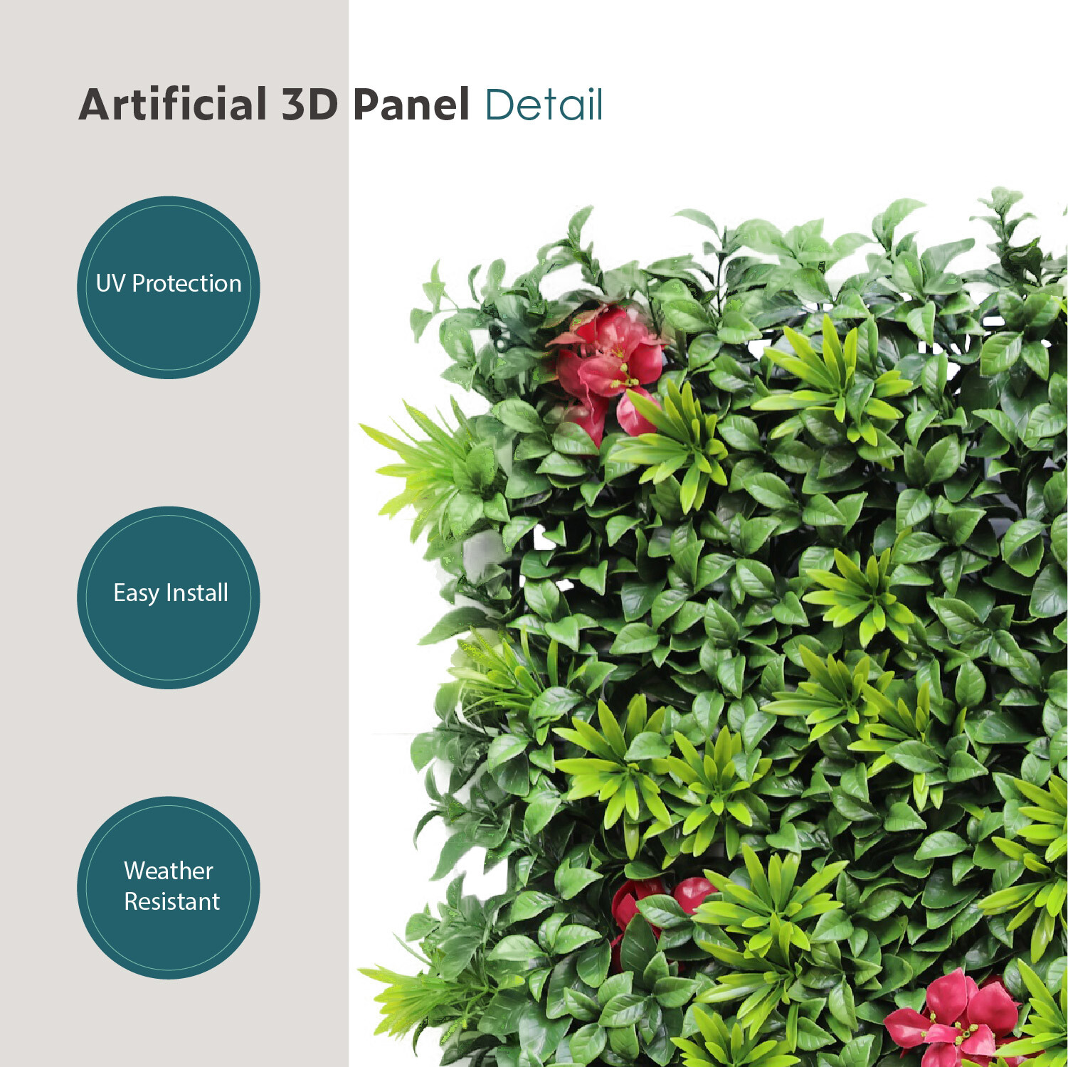 40″x 40″ Artificial 3D Faux Ivy Fence Mixed Panel Mat Wall Fence Hedge Decor #01