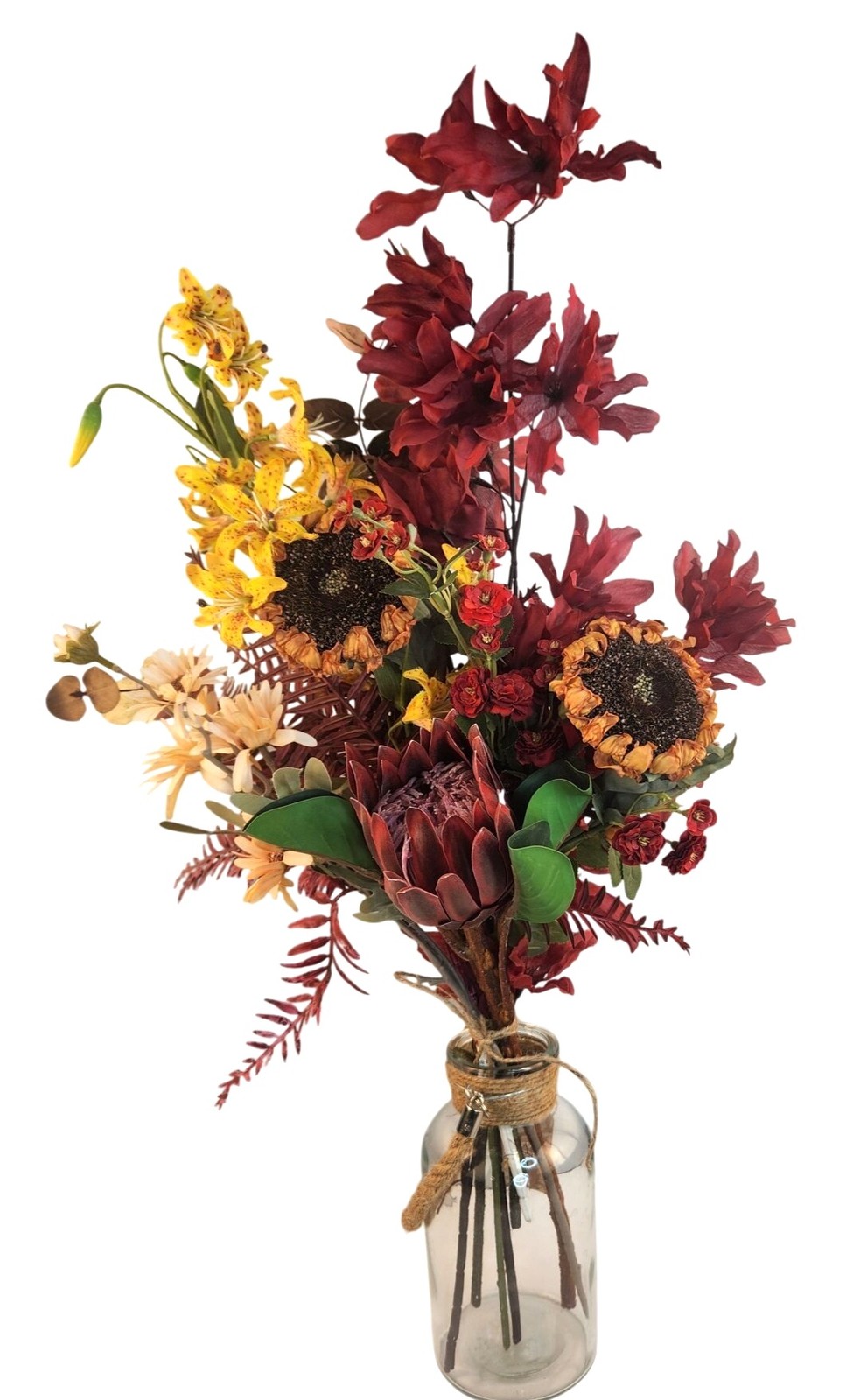 Artificial Mixed Floral Bouquet With Sunflowers Protea Lily & Daisies 20-25 Inch