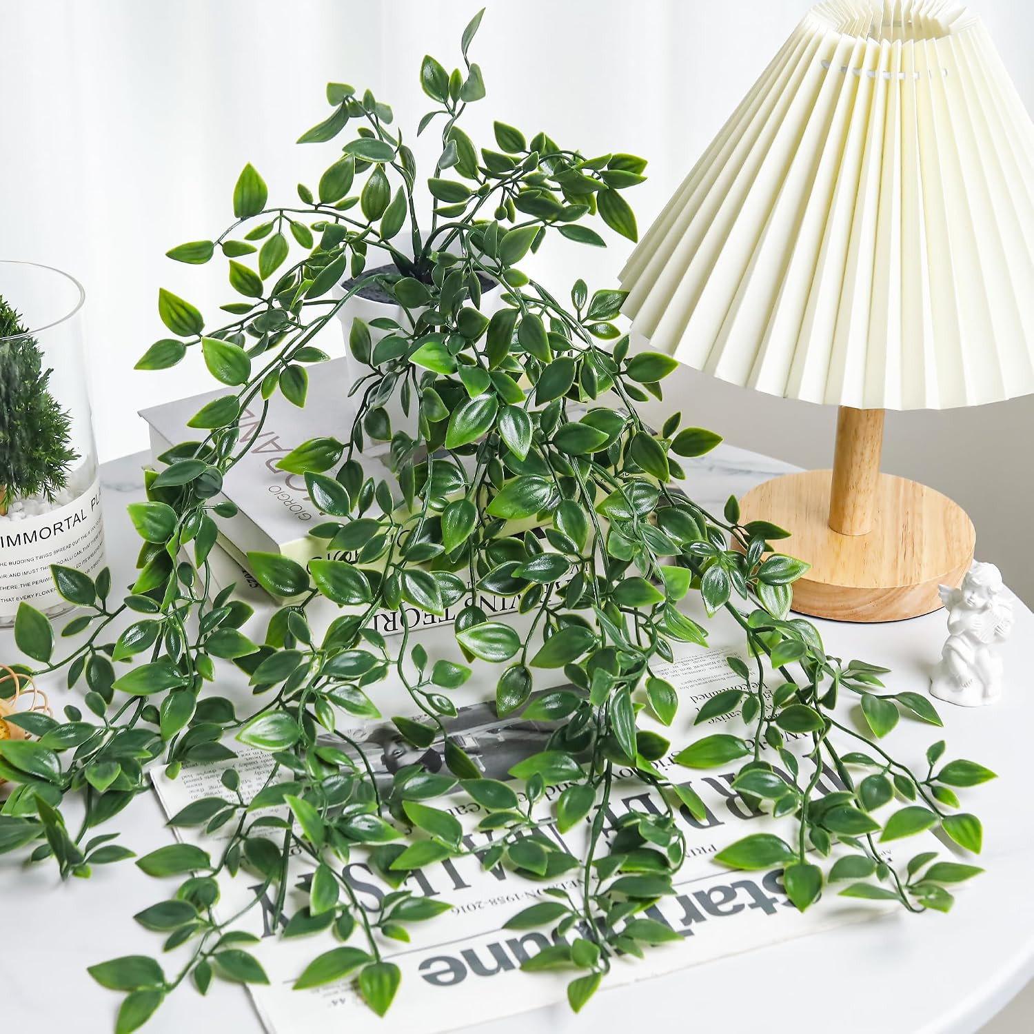 Der Rose 4 Pack Fake Plants Hanging Faux Potted Ivy Vine Artificial Mandala Plan