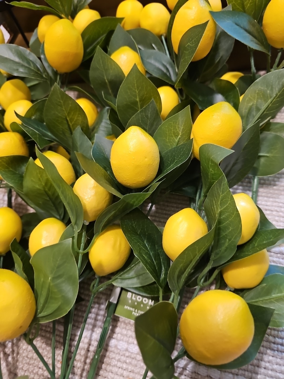 12 NEW 11″ SPRING SUMMER LEMON LEAVES Floral Pick Decor FRUIT YELLOW FREE SHIP