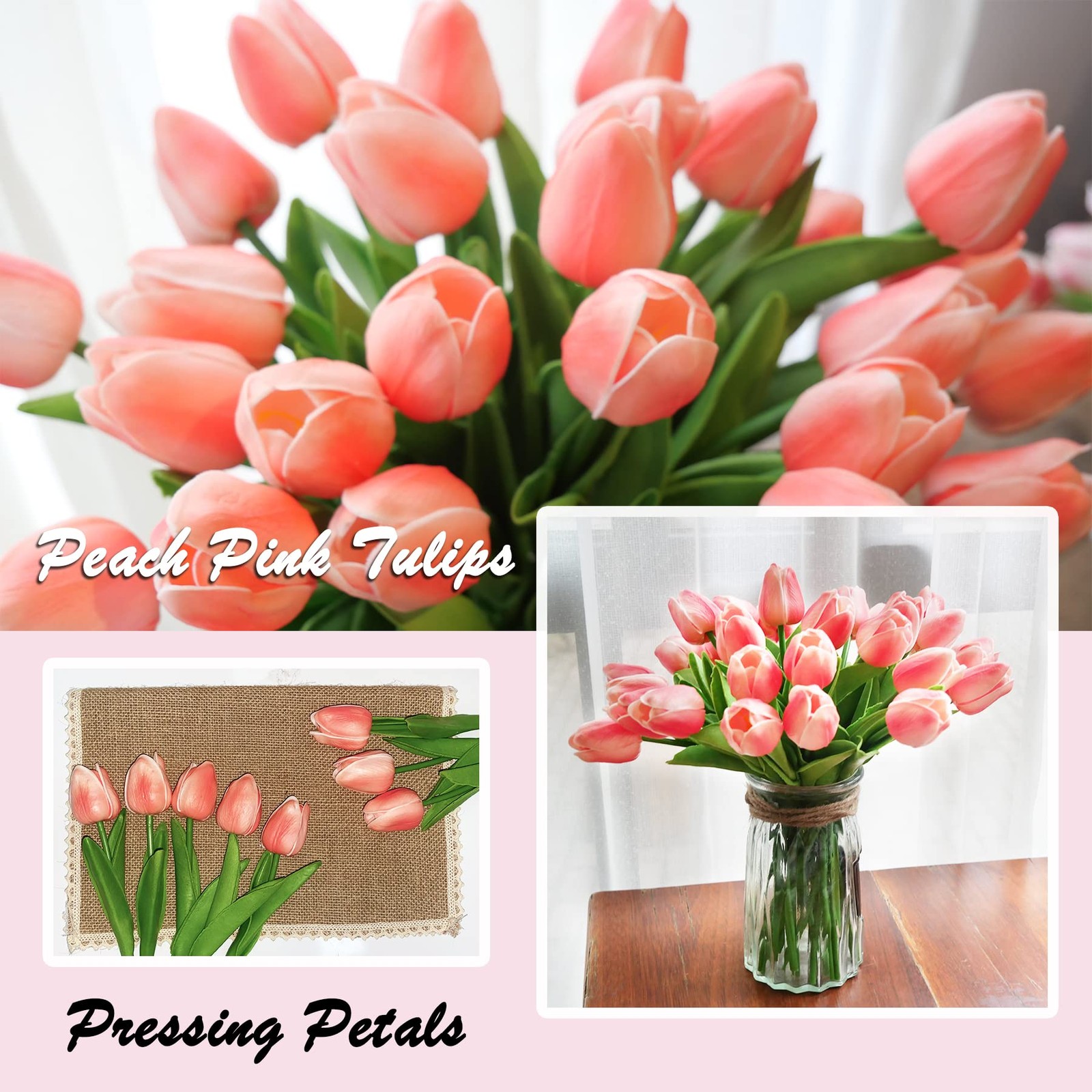 Artificial Flowers 14″ Tall Real Touch Tulips – Home Decor, Wedding Bouquet