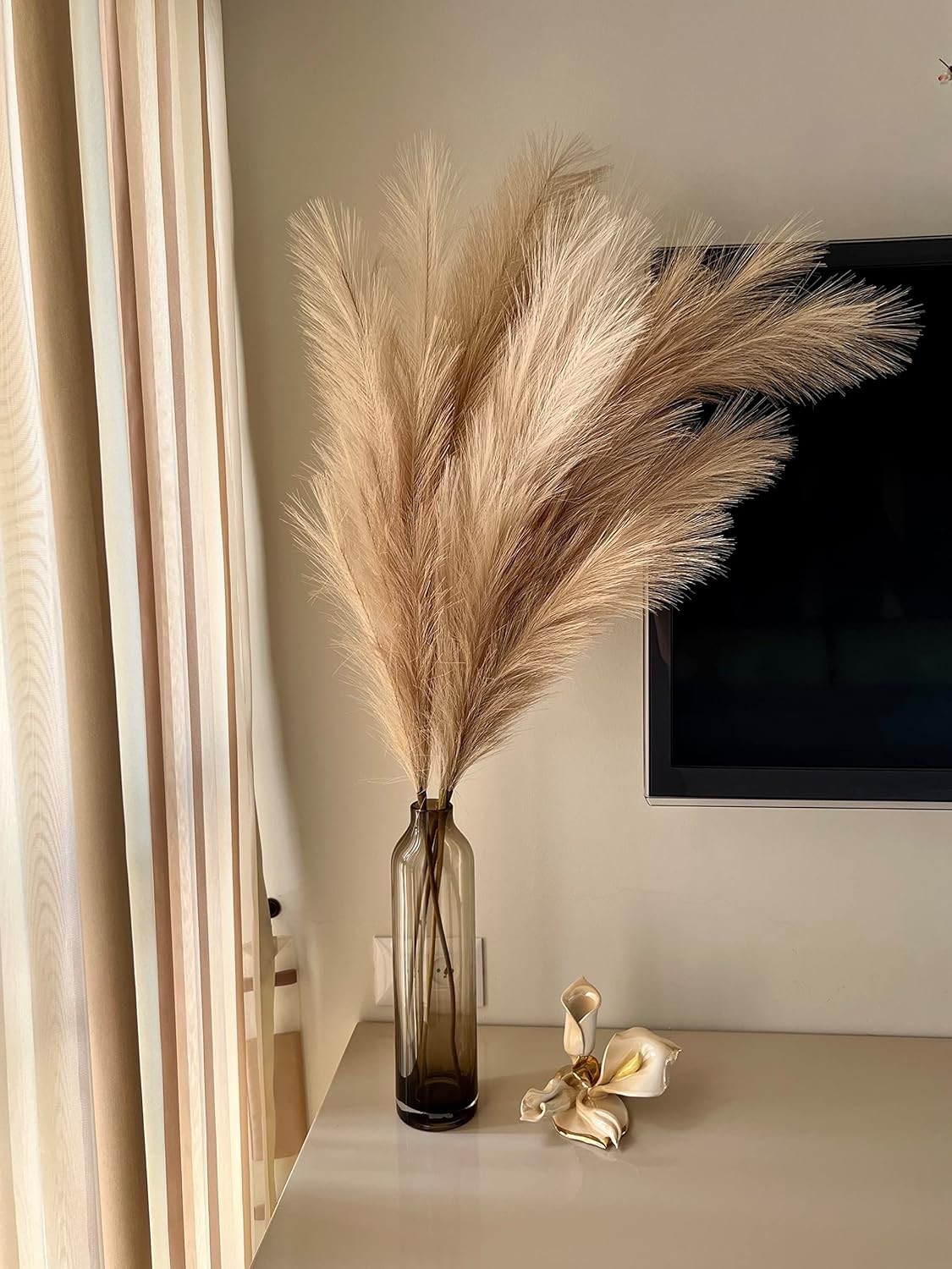 43″ / 3.6 ft Pampas Grass Tall 4 Pcs – Artificial Large Pampas Grass Decor fo…