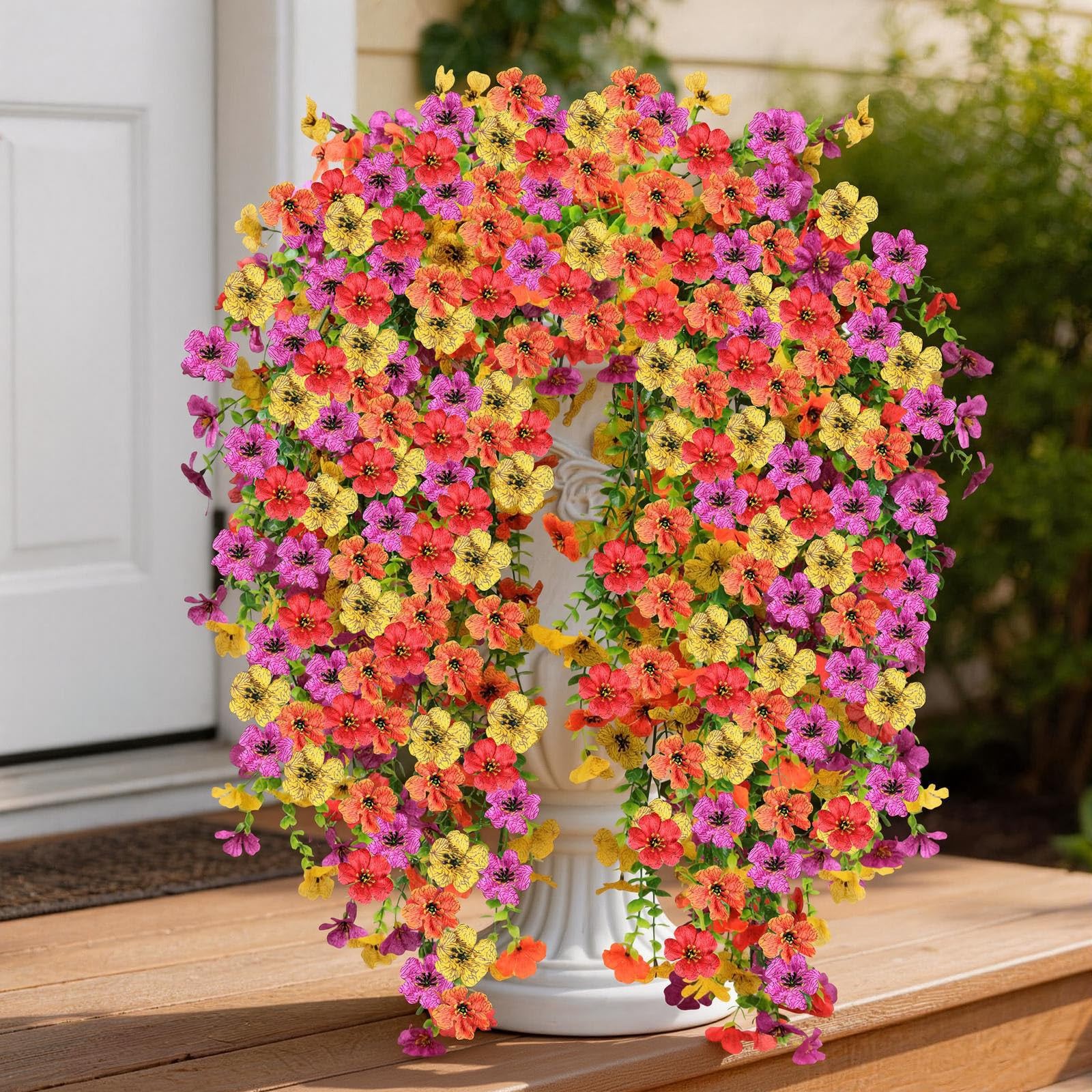 Artificial Hanging Flowers for Outdoors, 6PCS Faux Silk Artificial Flowers fo…