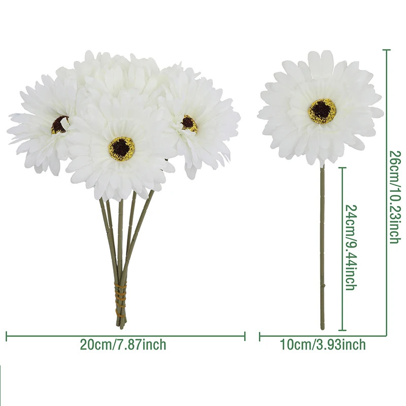 5/10Pcs 26Cm Artificial Silk Gerbera Flowers Bouquet Wedding Home Table Decorati