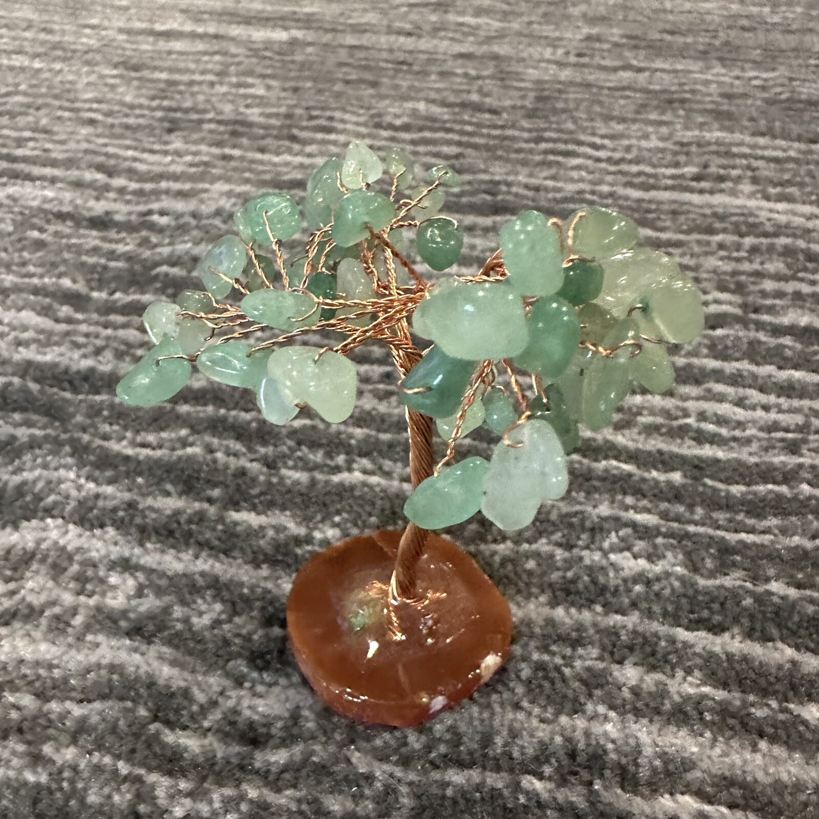 Crystal Tree Healing Natural Green Gemstone Stone Base Copper Wire Handmade