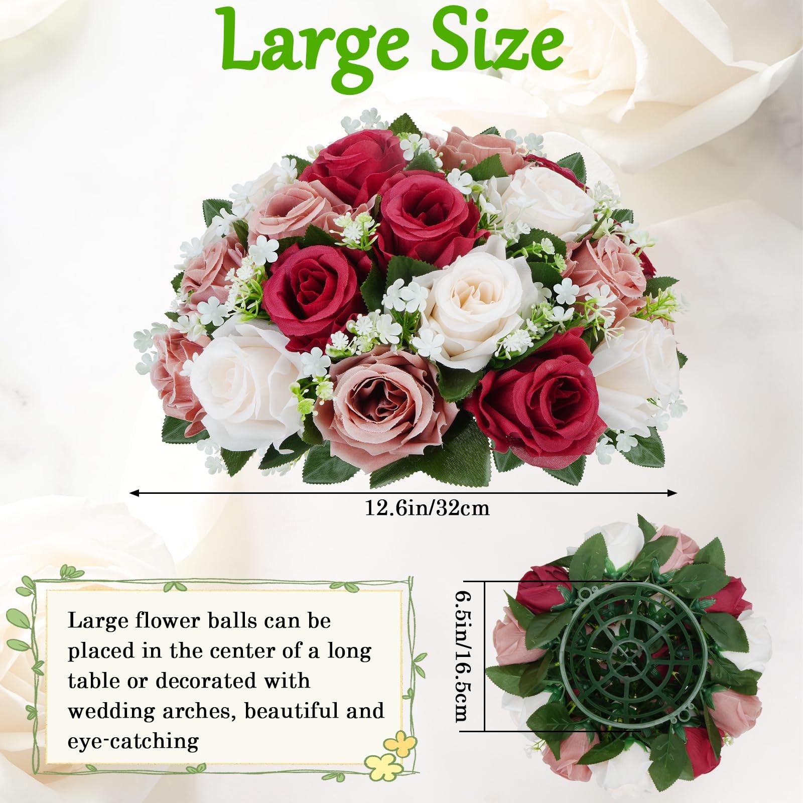 2 Pcs Flower Centerpieces for Wedding Tables, 12.6in Dusty Rose Flower Balls …