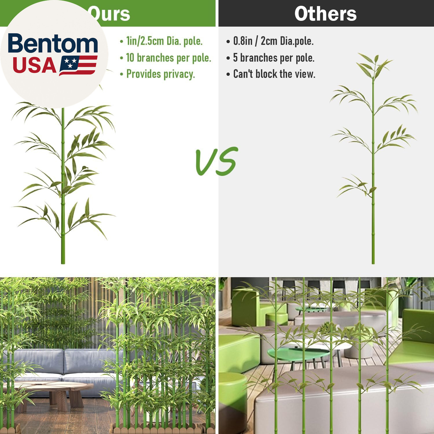 5Ft Fake Bamboo Plant 10 Pack, Artificial Privacy Plants Indoor Outdoor Faux Bam