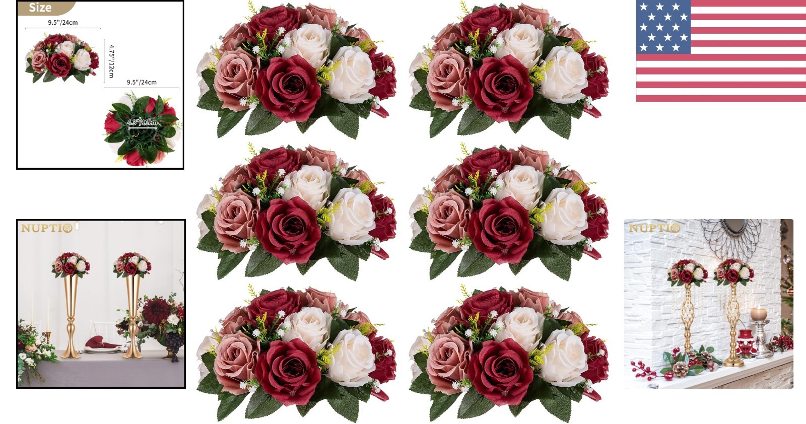 Dust Resistant Table Centerpieces – 6 Elegant Rose Balls for Any Occasion