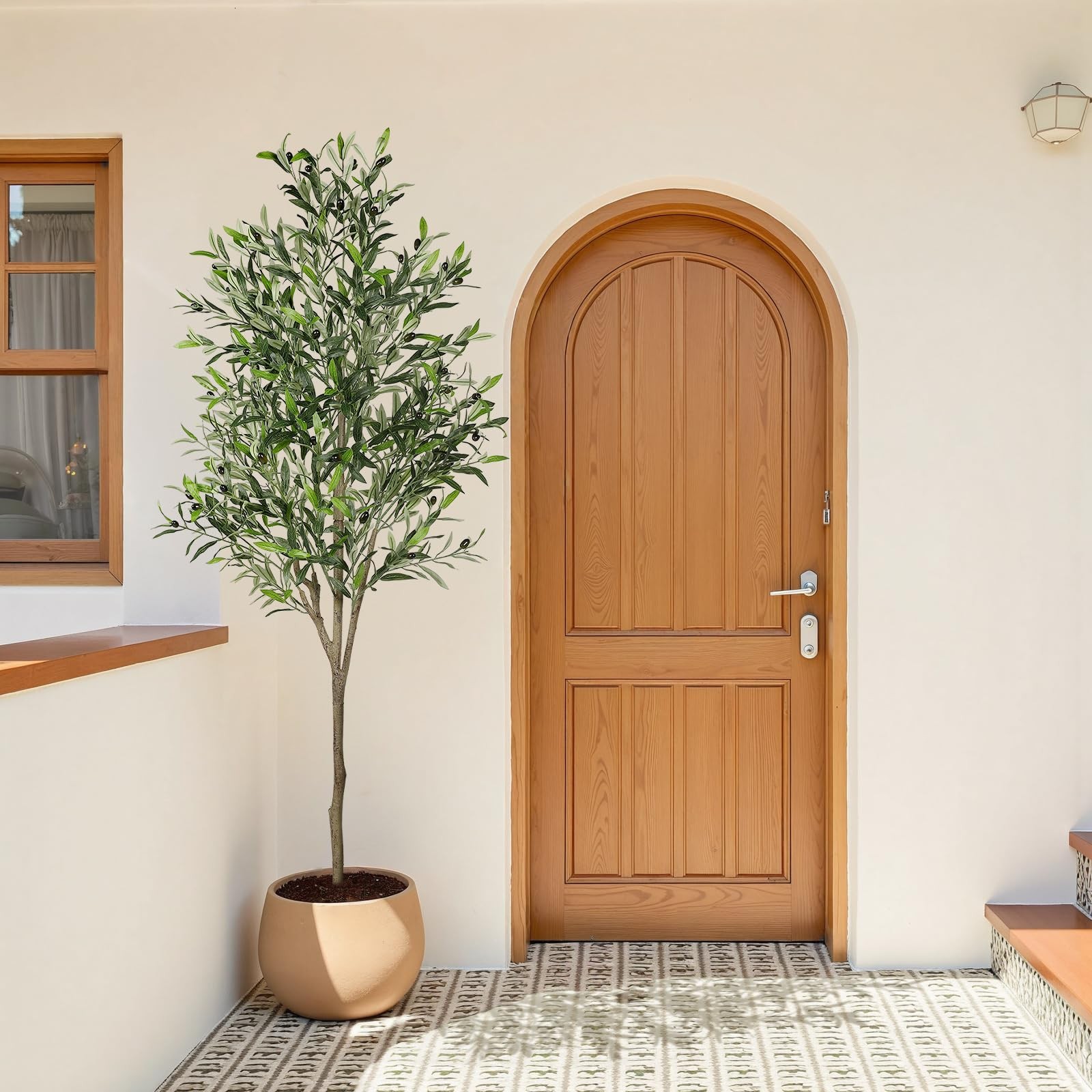 6ft Olive Tree Artificial Indoor, Fake Tree Potted Faux Olive Trees with Life…