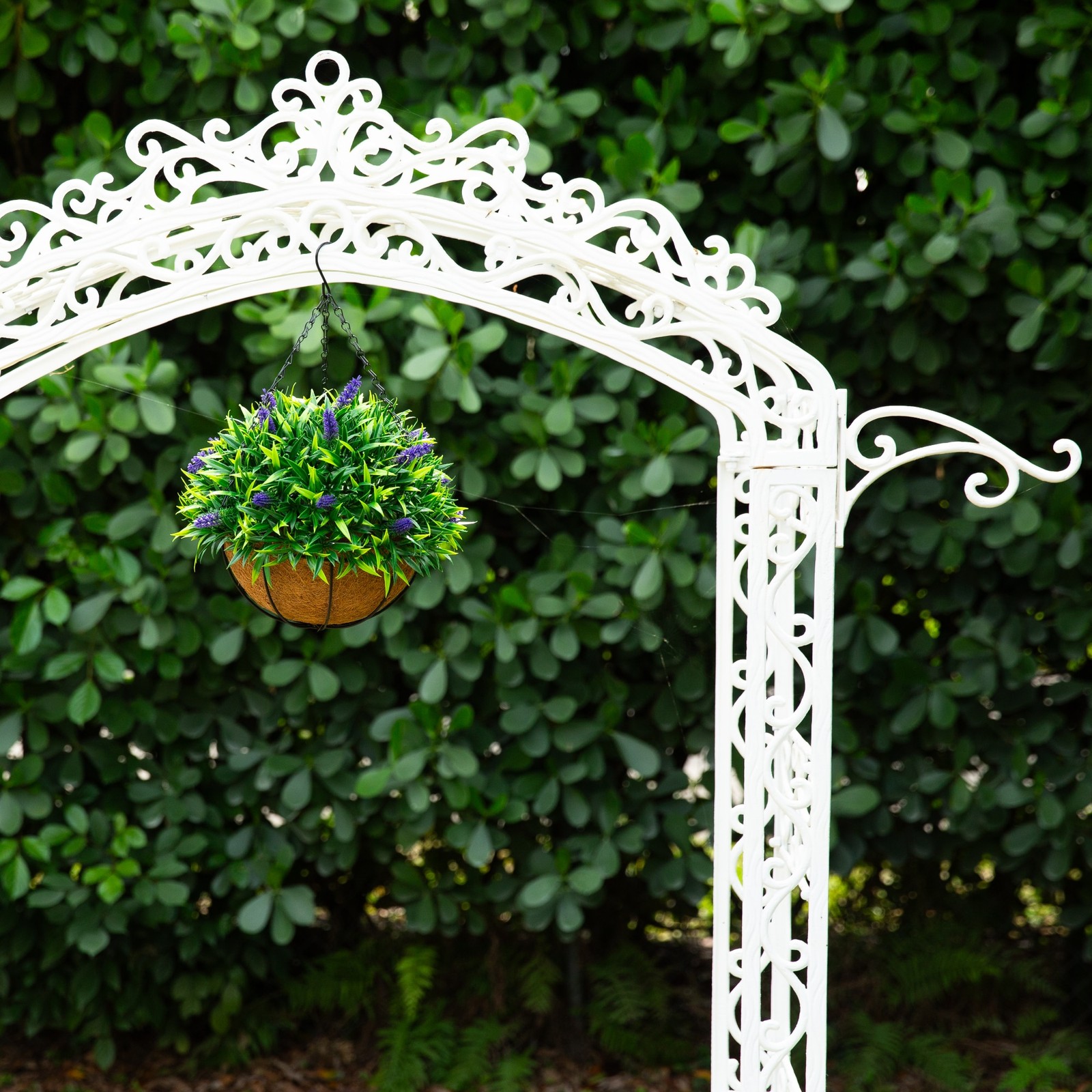18-In UV Resistant Artificial Lavender Hanging Basket Indoor Outdoor Decor