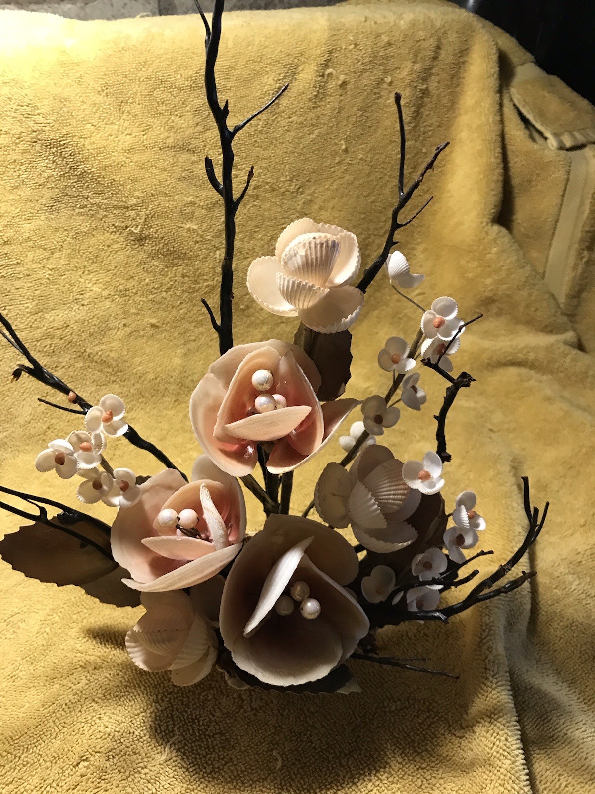 Vintage Sea Shells And Pearls Flower Bouquet