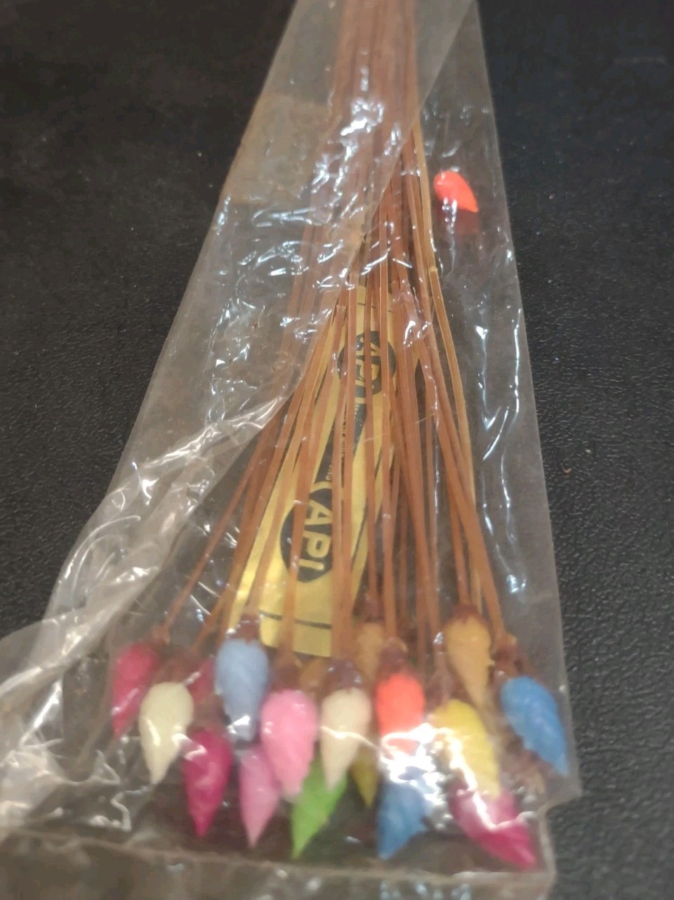 24 Stems: 1960s Vintage Tiny Plastic Cone Flowers, Multicolor Flower Pods 12″