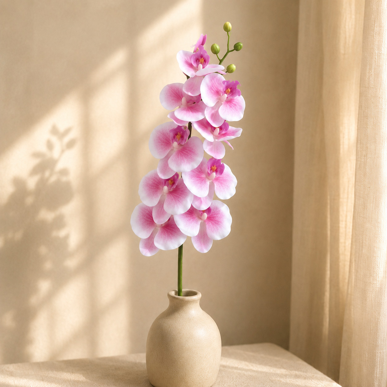 Pink Artificial Phalaenopsis Orchid Stem Faux Orchid Flower Long Stem Home Decor