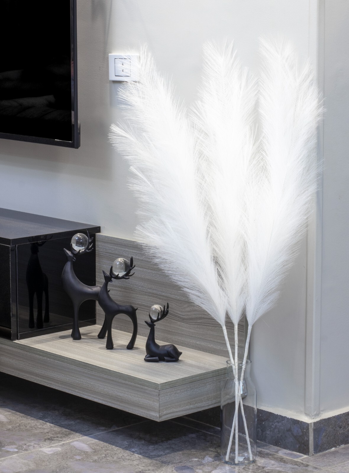 LA VAL Faux Pampas Grass Tall 43″ 110cm 3pc Modern