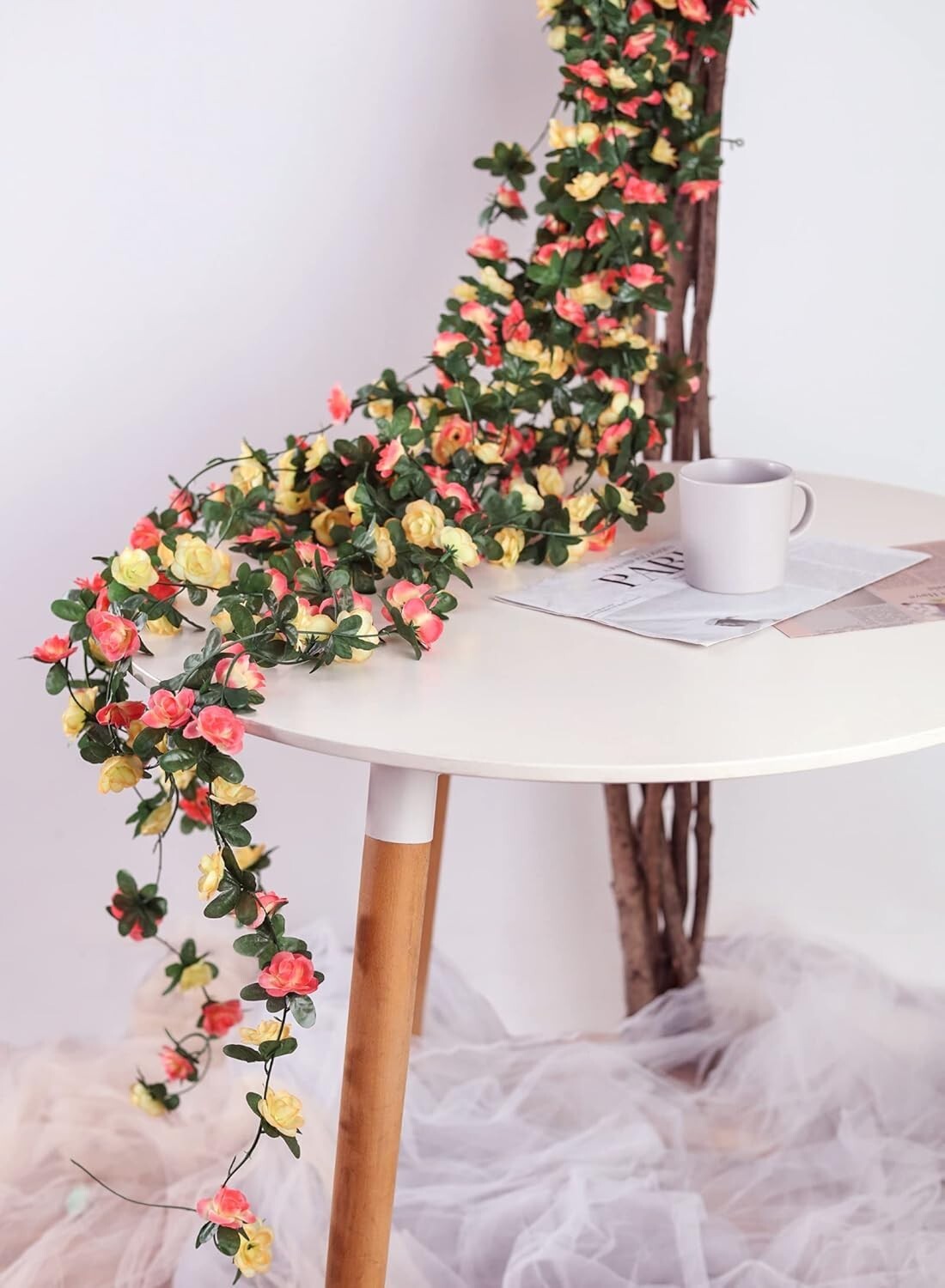 Durable 9 PCS Champagne Flower Garland – Indoor & Outdoor Decorative Solution