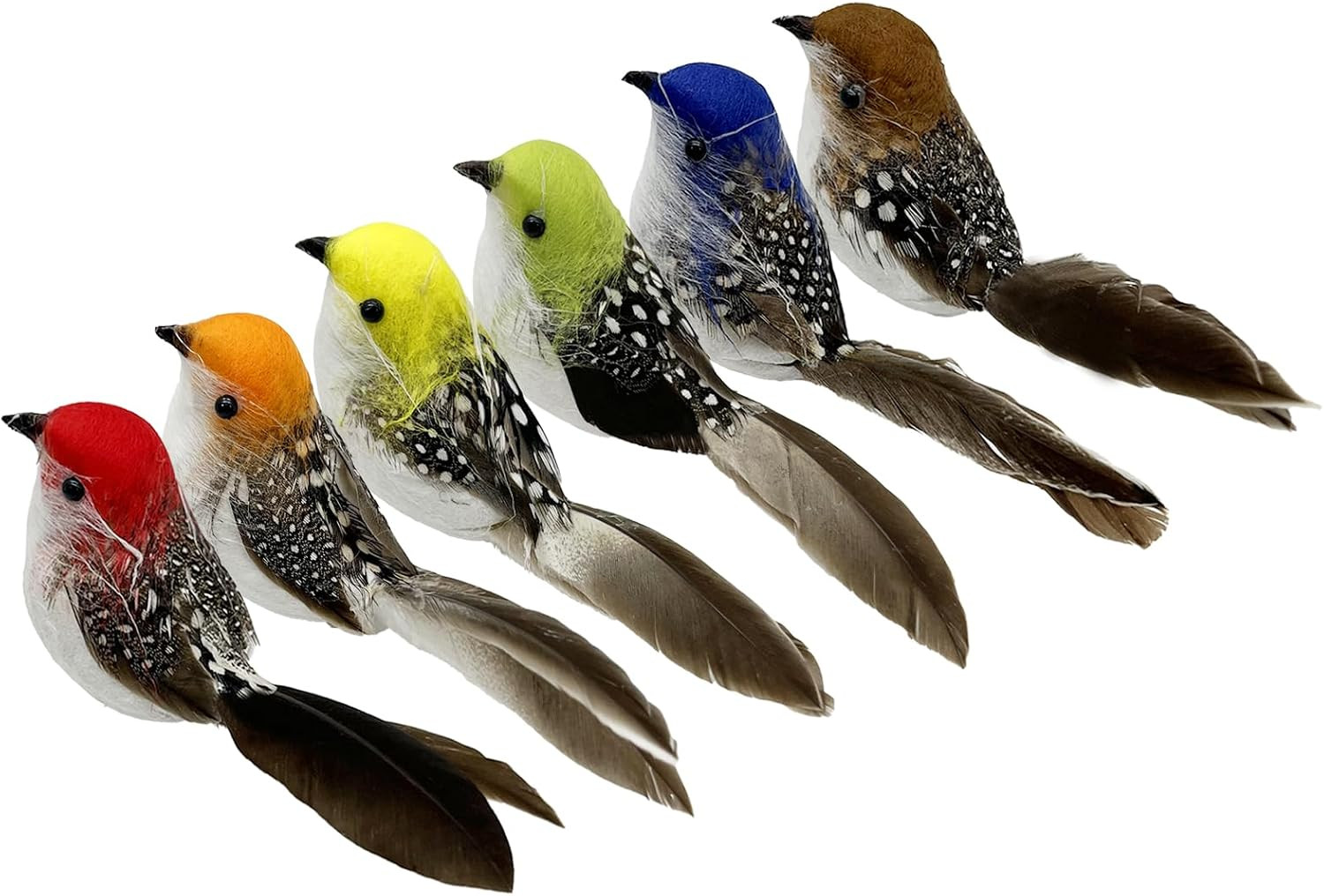 6Pcs Artificial Spring Birds Clip on Colorful Bird for Crafts Tree
