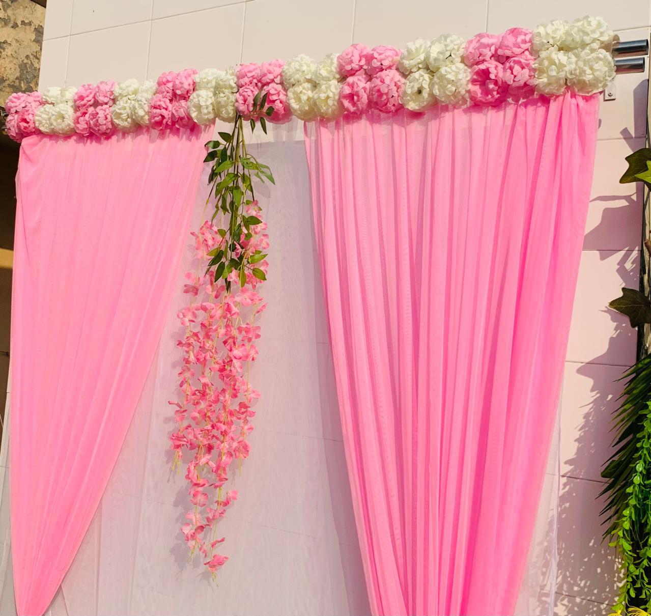 Pink White Backdrop Curtain For Decoration Stage Backdrop NIkha Photo Prop Decor