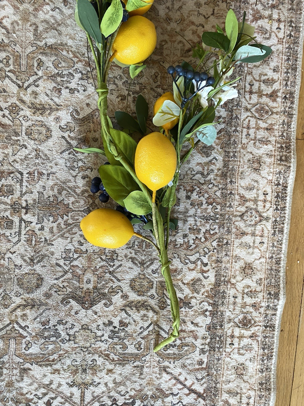 NWT Artificial Flowering Lemon/Blueberry Spring 50in Garland Greenery Decor