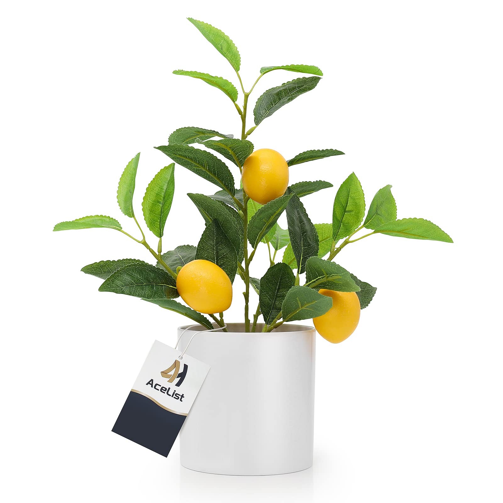 Realistic Small Fake Lemon Tree for Lemon Decor, 14.6 Inches Artificial Lemon…