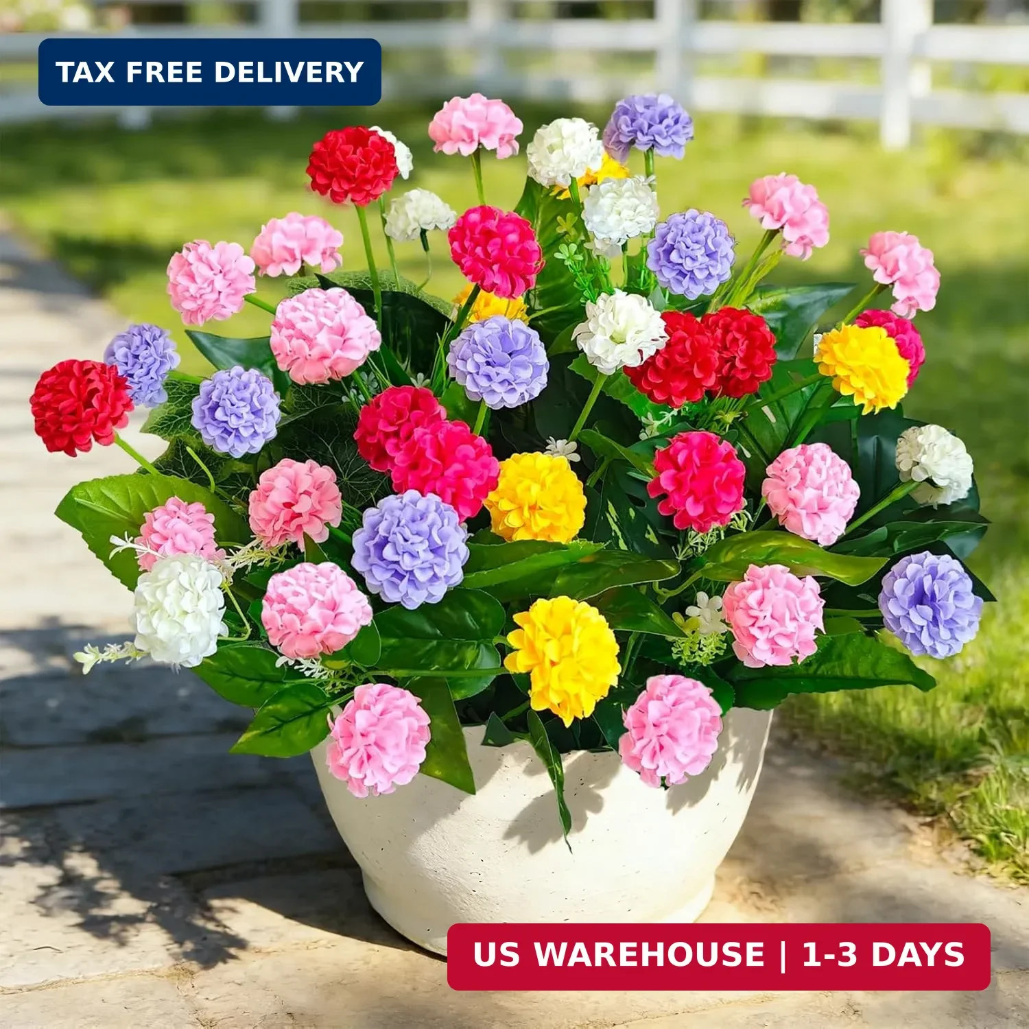10Pcs Artificial Flowers for Outdoors UV Resistant，6Pcs Colorful Fake Mums Flowe