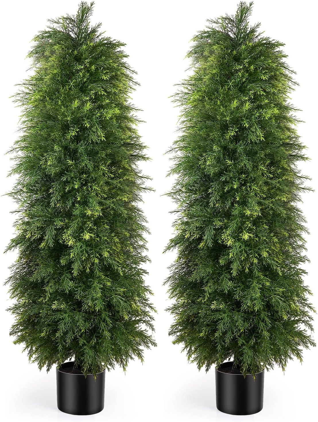 5Ft Artificial Cedar Topiary Trees – 2 Pack for Indoor/Outdoor Décor