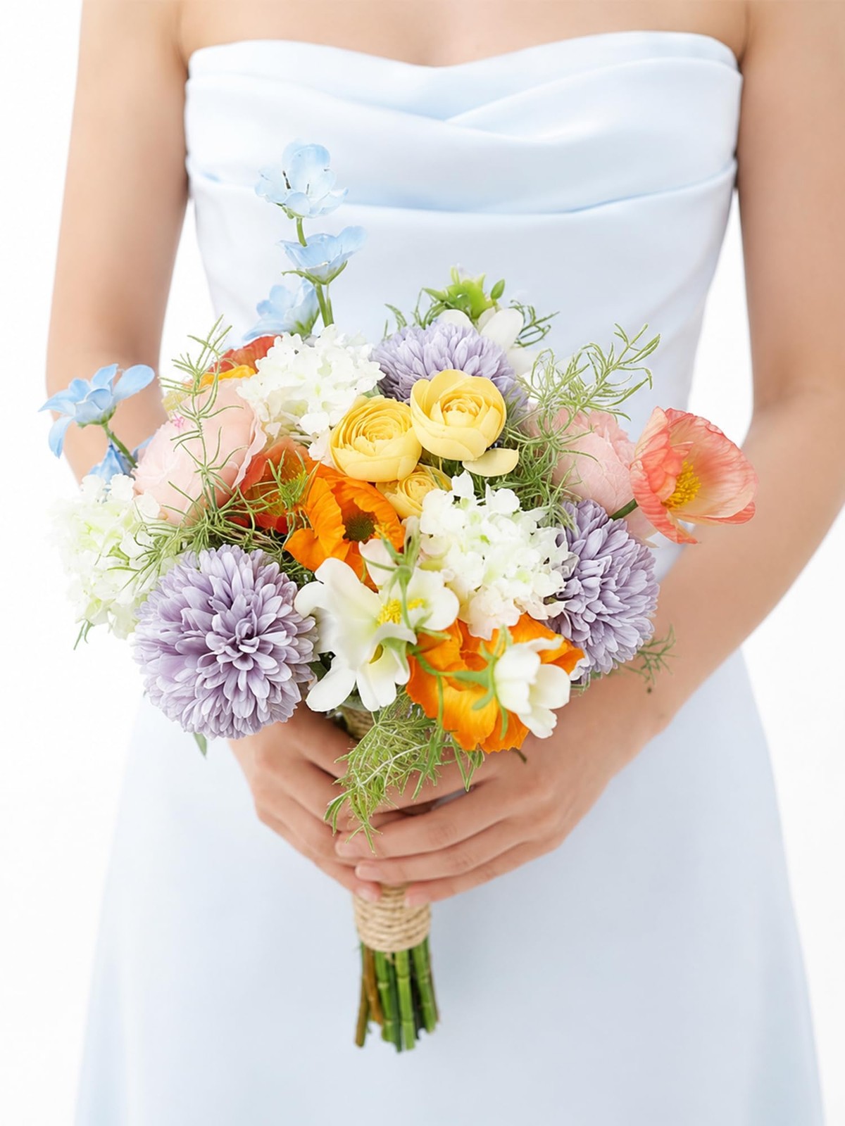 Rinlong 1Pc Wedding Bouquets for Bridesmaids Bride Spring Pastels Pink Blue A…